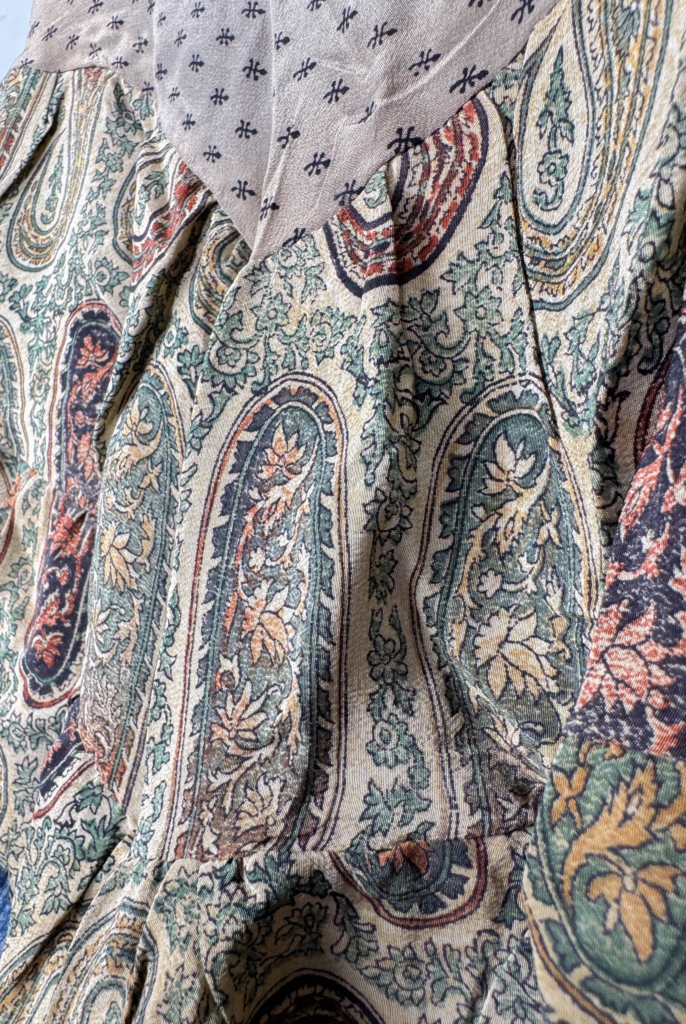 Upcycled silk patchwork top - Love Protect Sustain