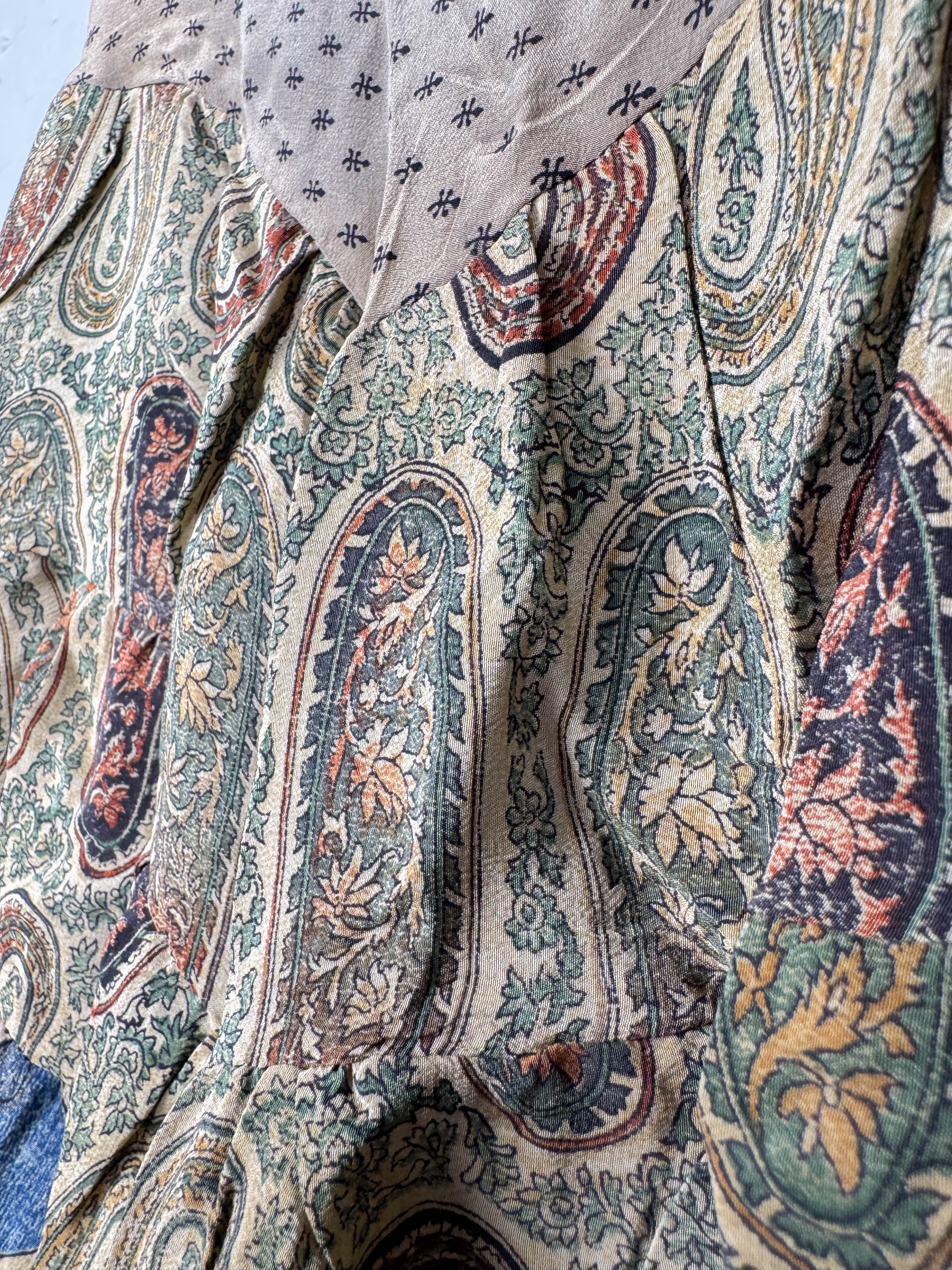 Upcycled silk patchwork top - Love Protect Sustain