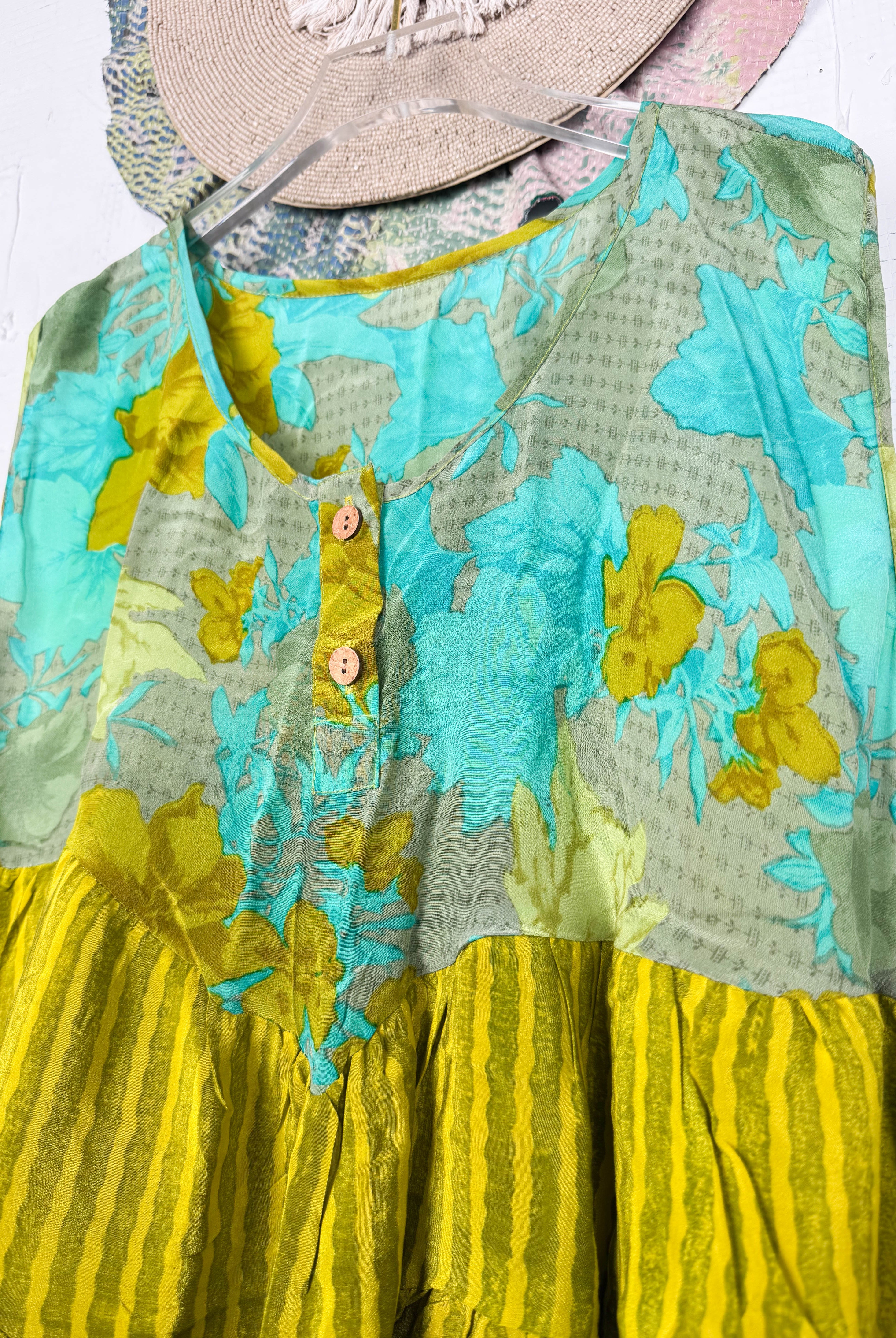 Upcycled silk patchwork top - Love Protect Sustain