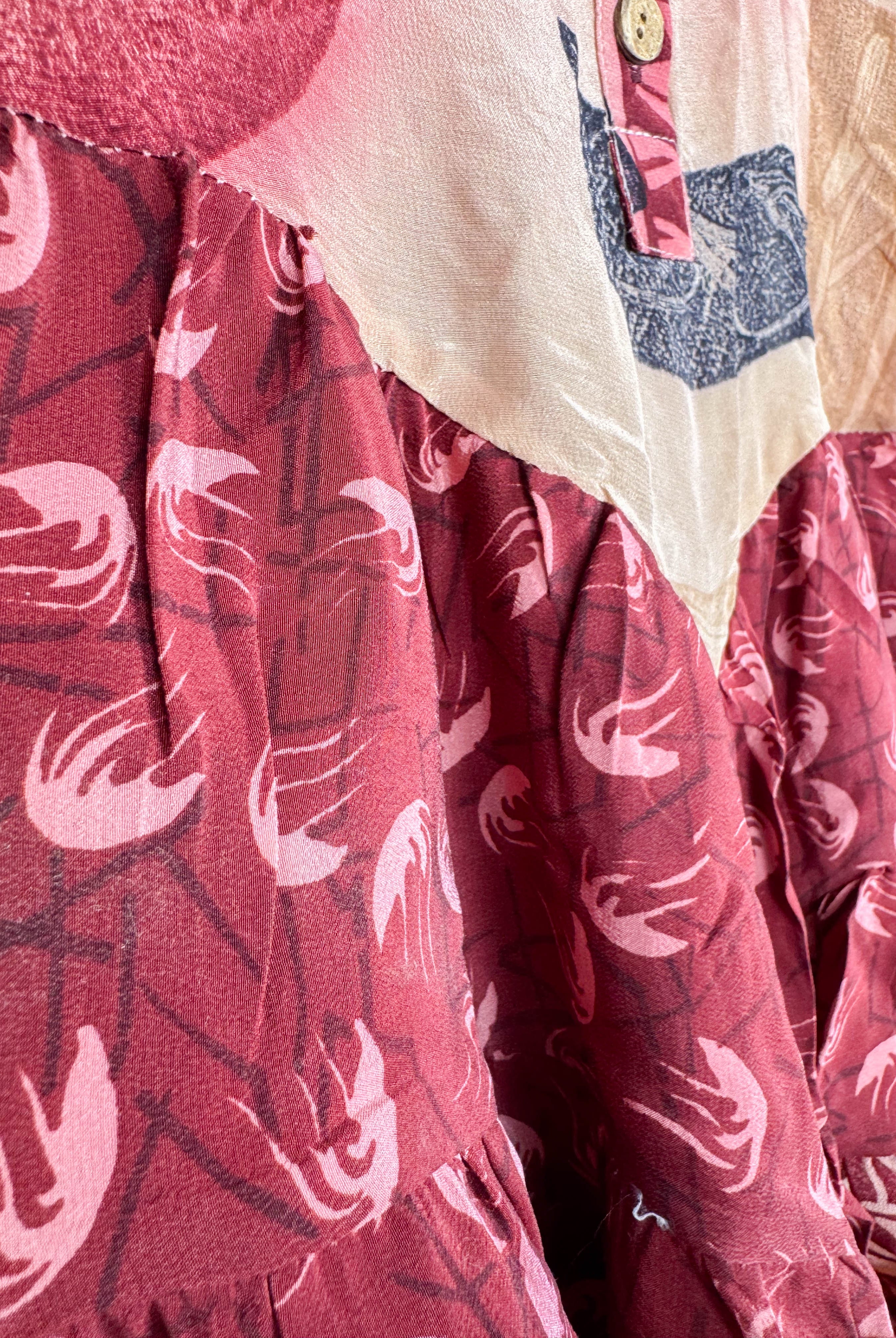 Upcycled silk patchwork top - Love Protect Sustain