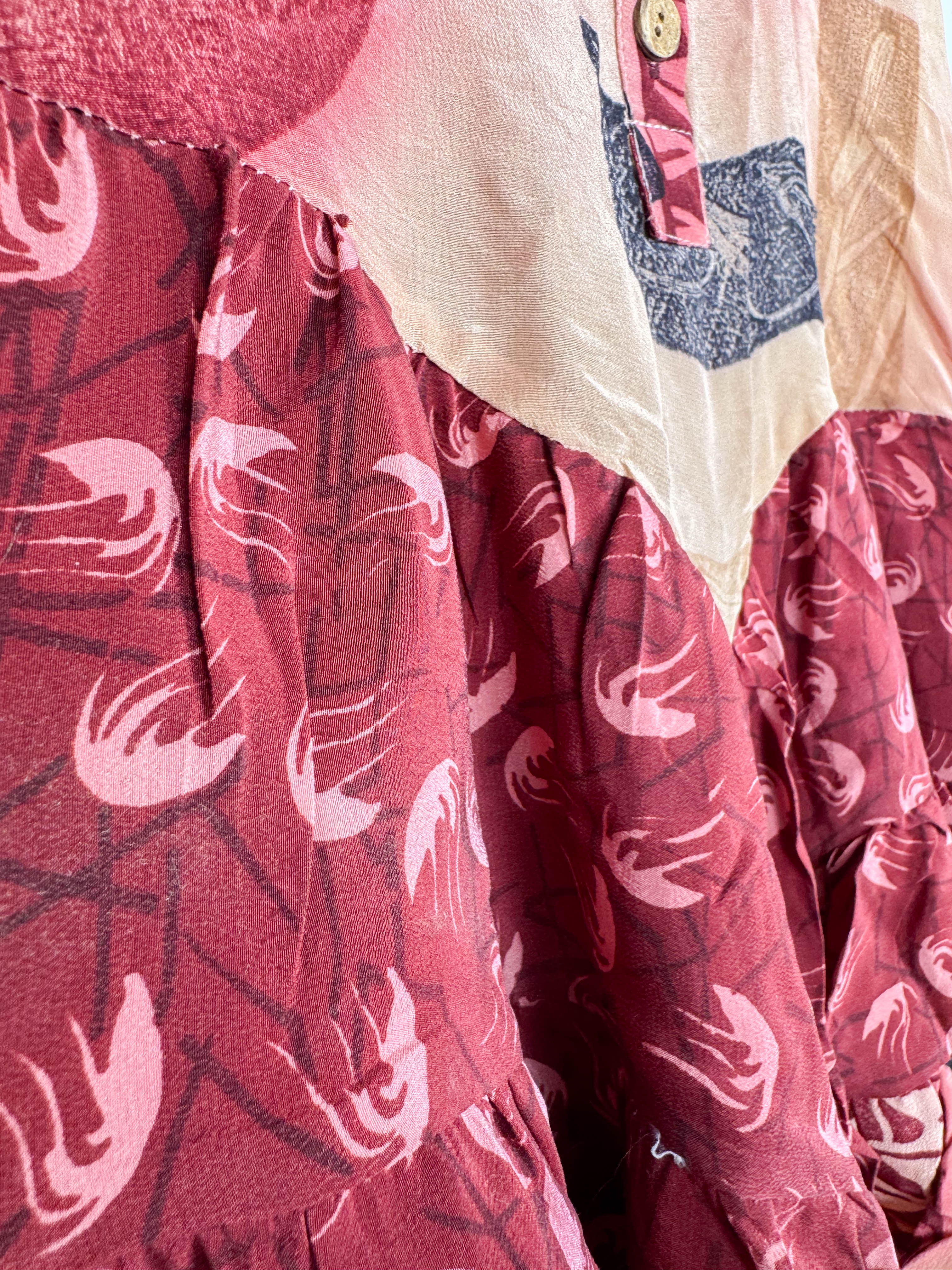 Upcycled silk patchwork top - Love Protect Sustain