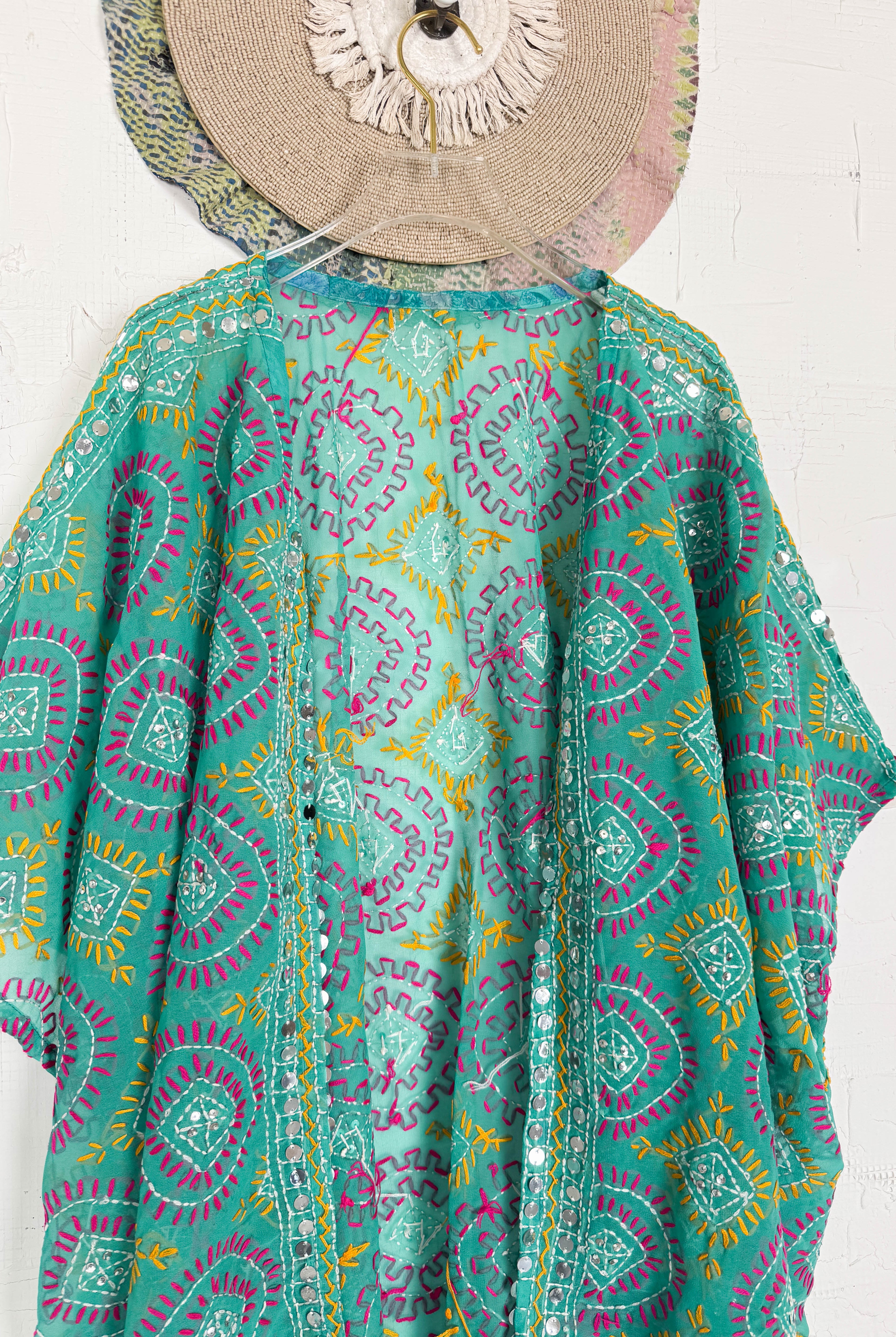 Vintage Embroidered Robe - Love Protect Sustain