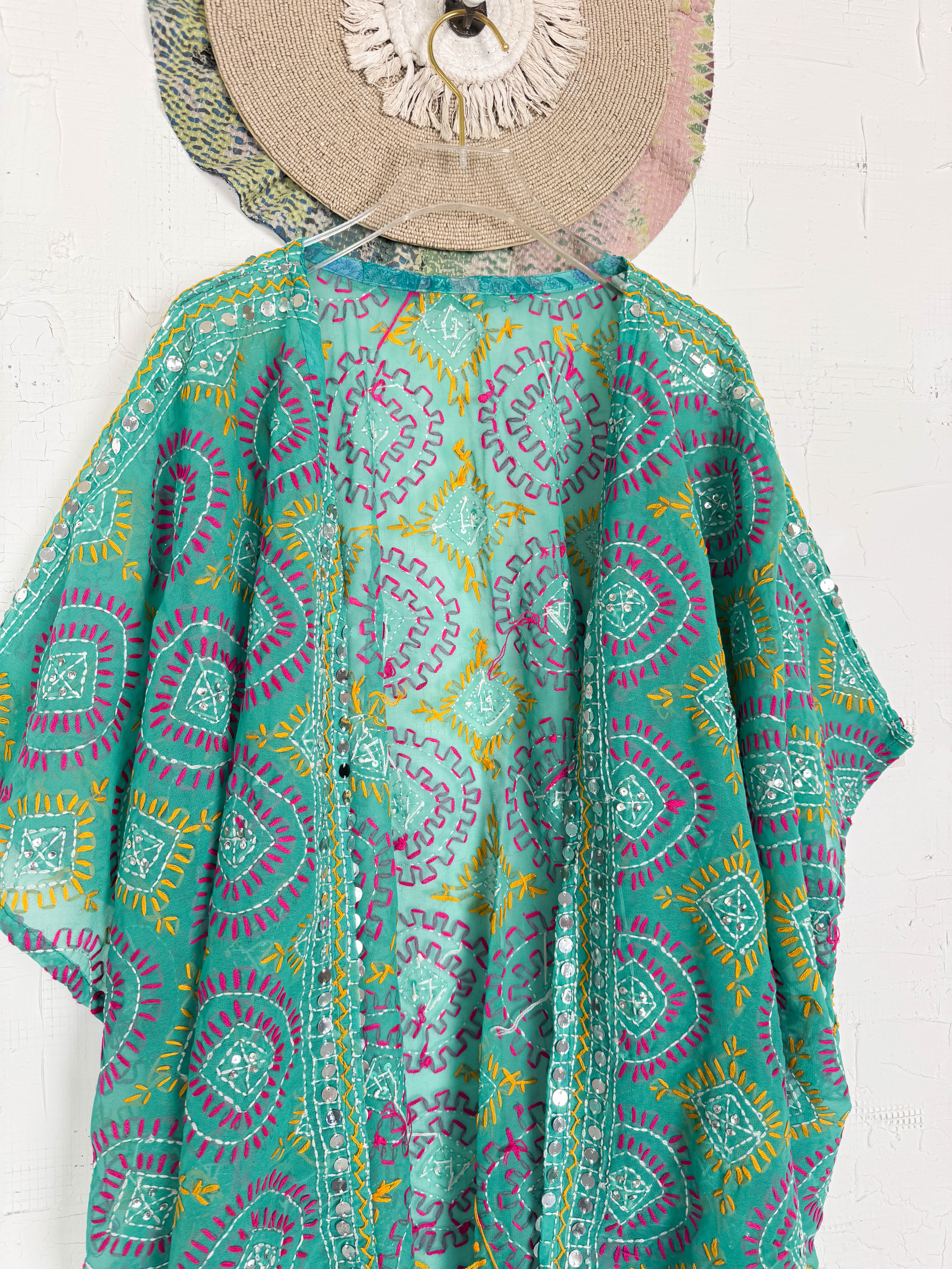 Vintage Embroidered Robe - Love Protect Sustain