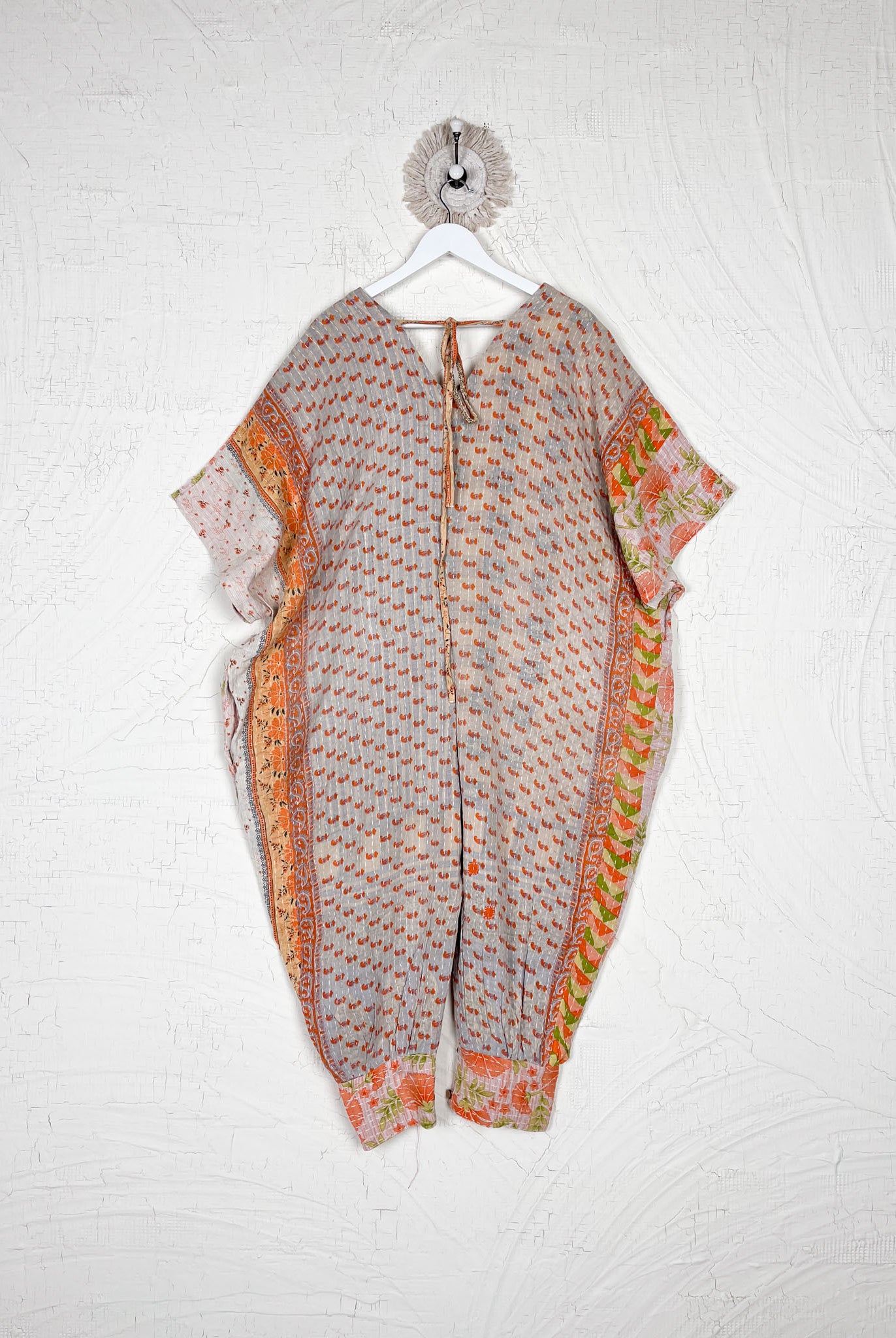 Vintage Kantha quilt fabric jumpsuit - Love Protect Sustain