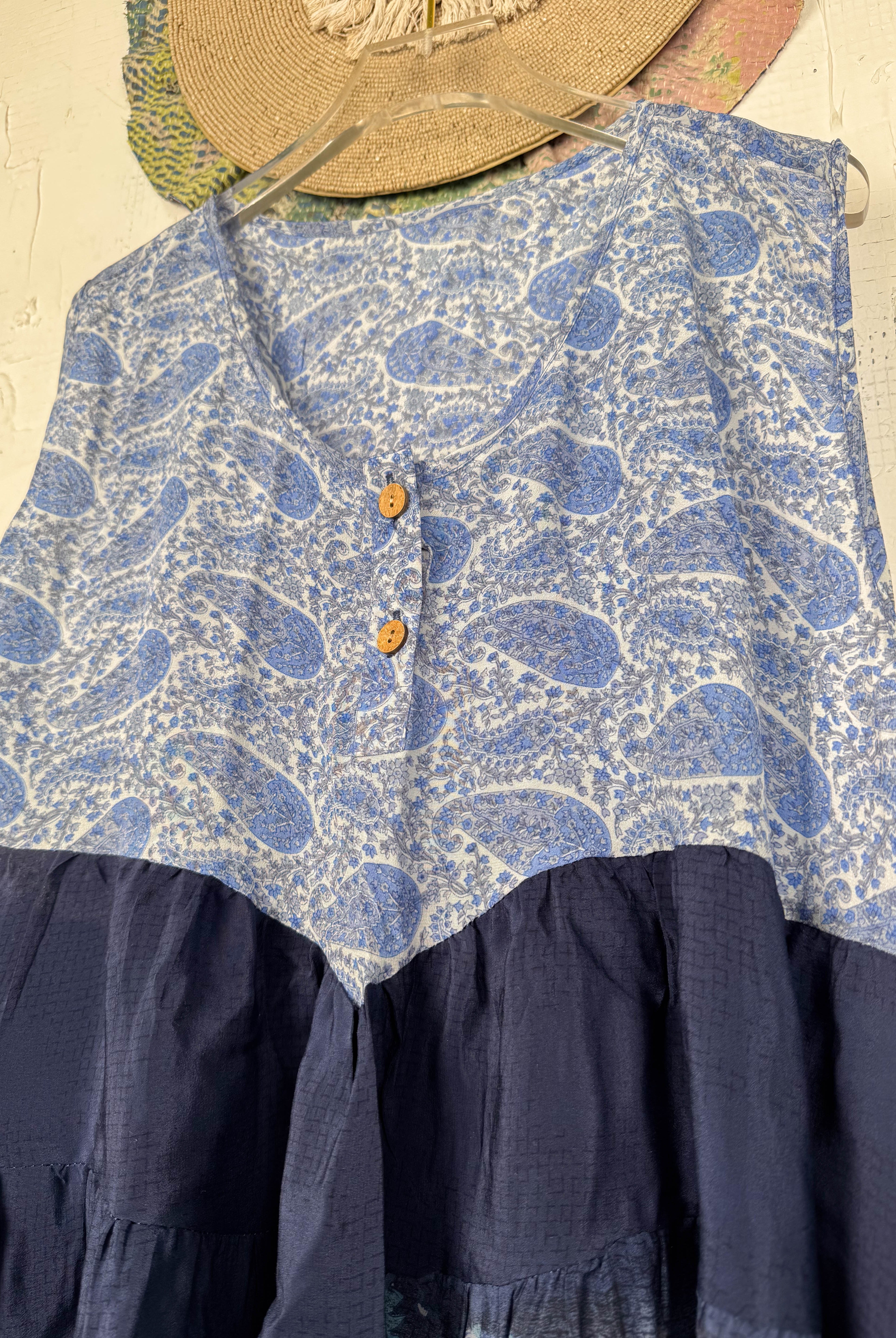 Vintage boho silk top - Love Protect Sustain