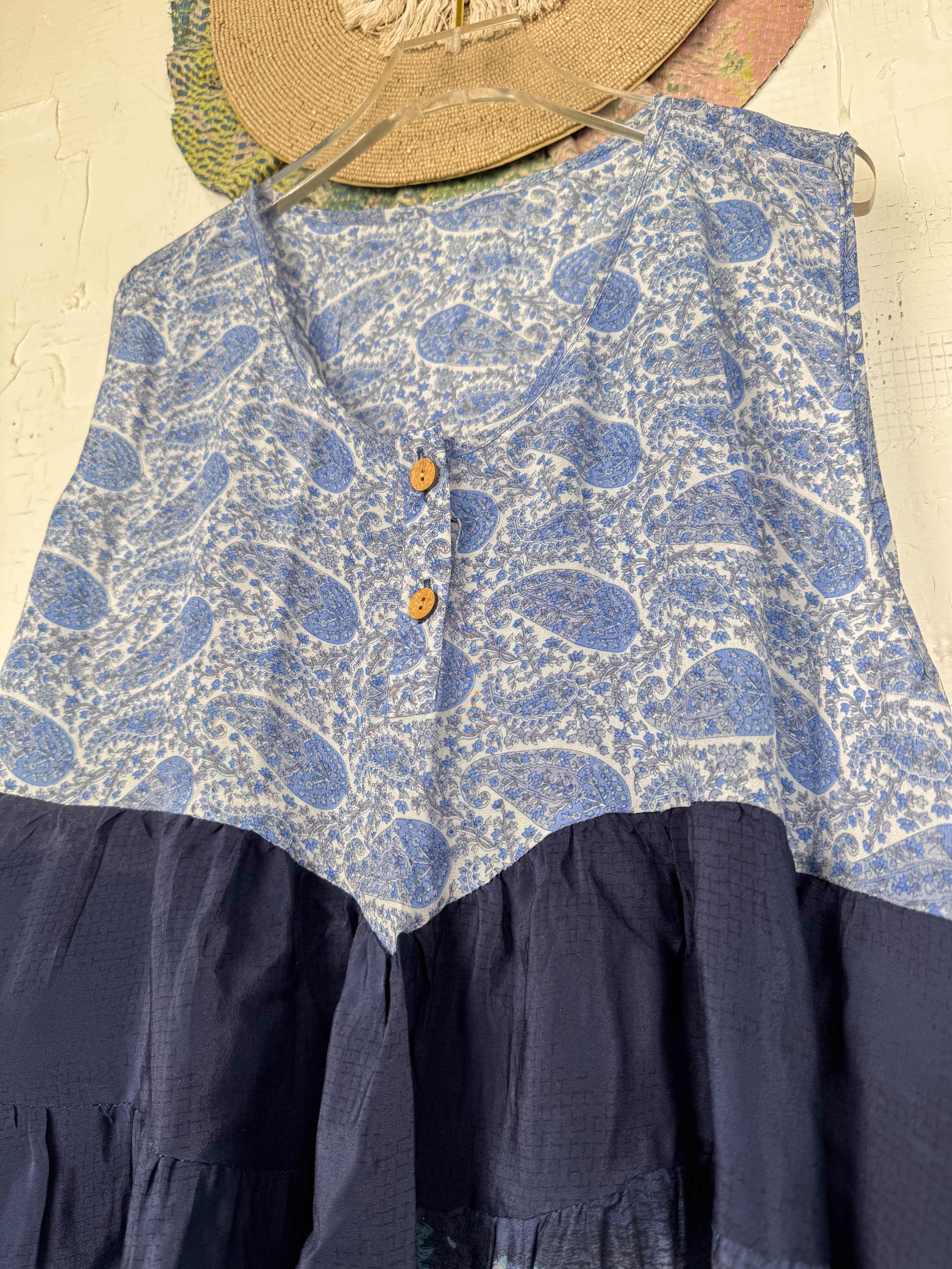 Vintage boho silk top - Love Protect Sustain