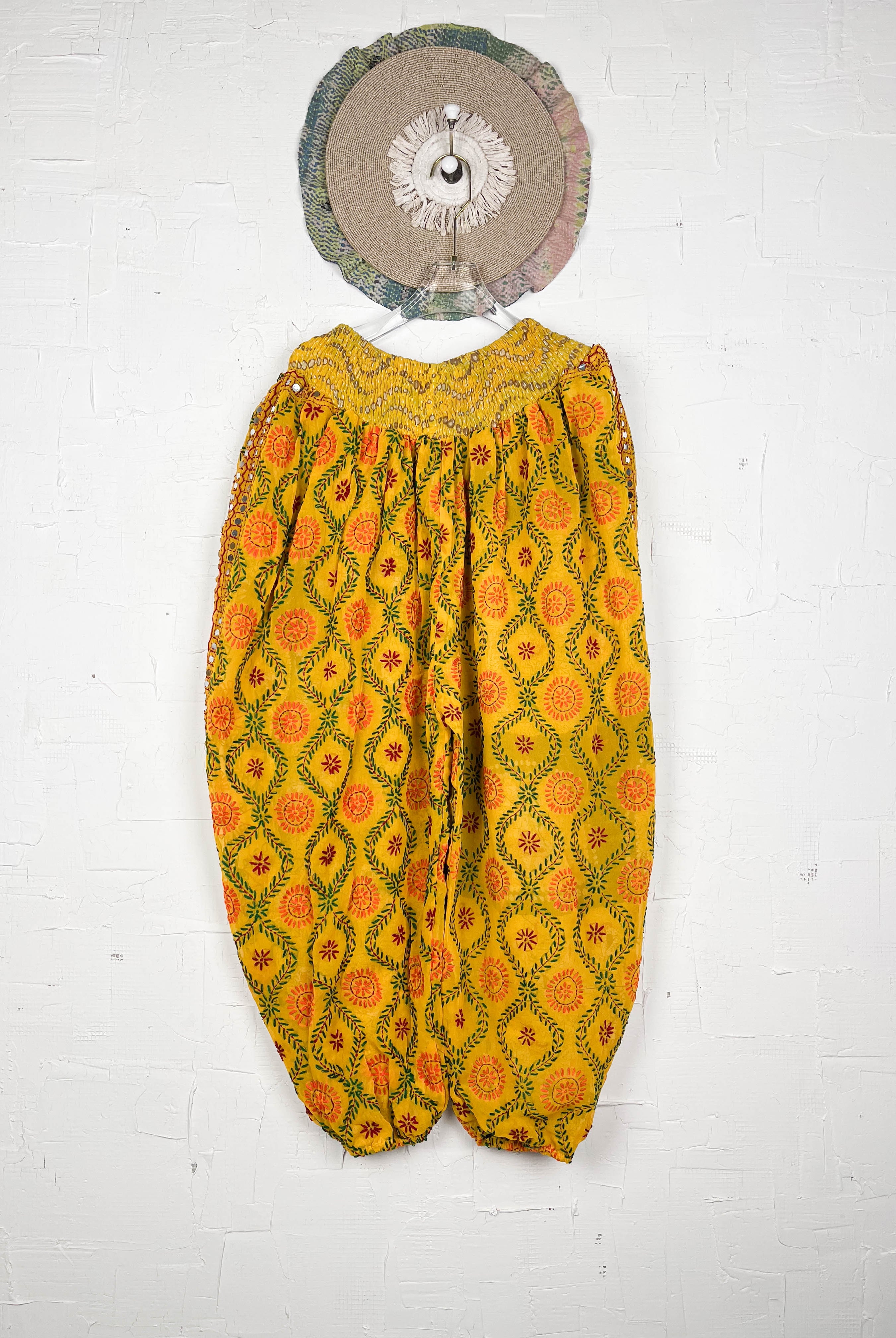 Vintage inspired embroidered pattern pants - Love Protect Sustain