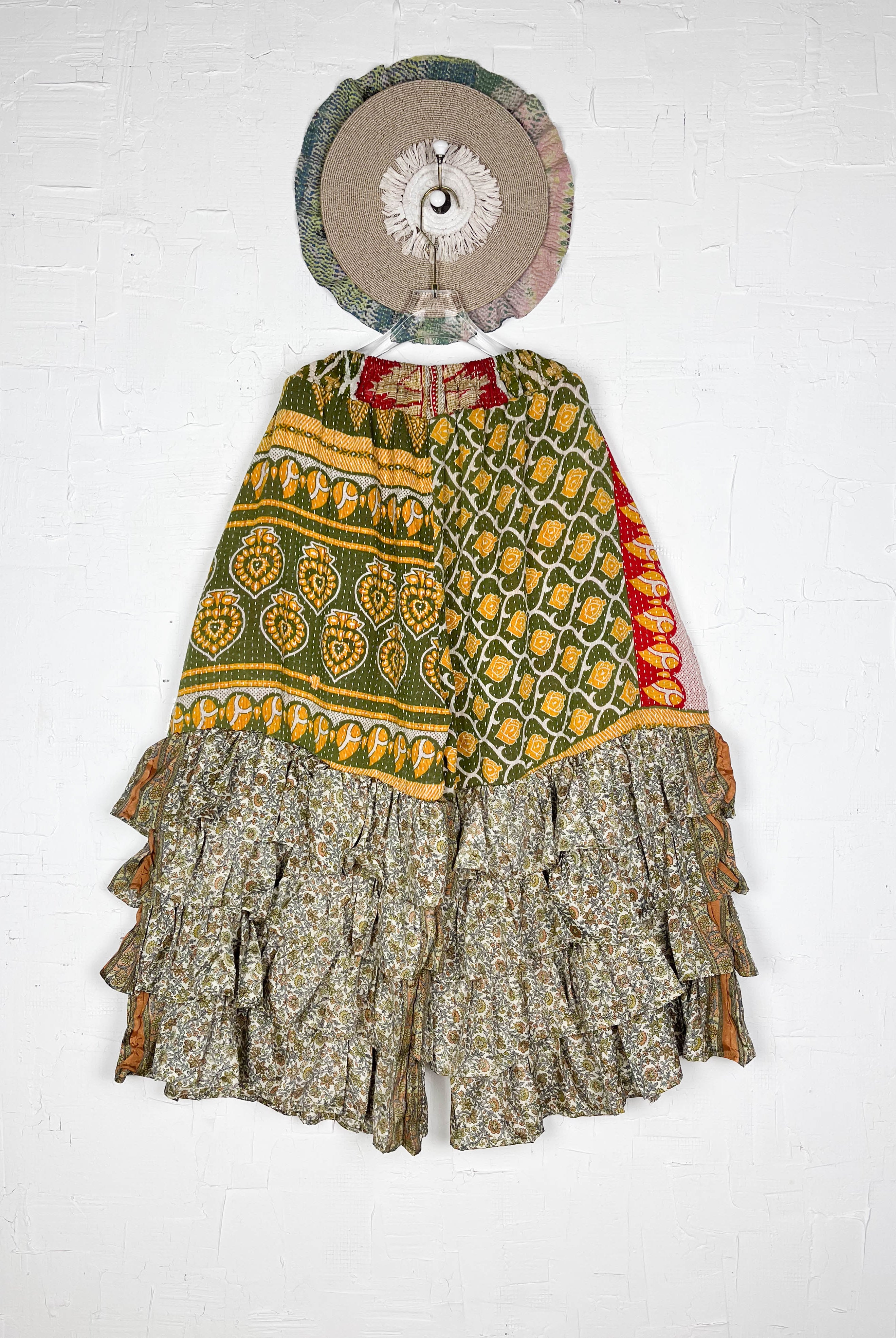 Vintage kantha ruffle pants - Love Protect Sustain