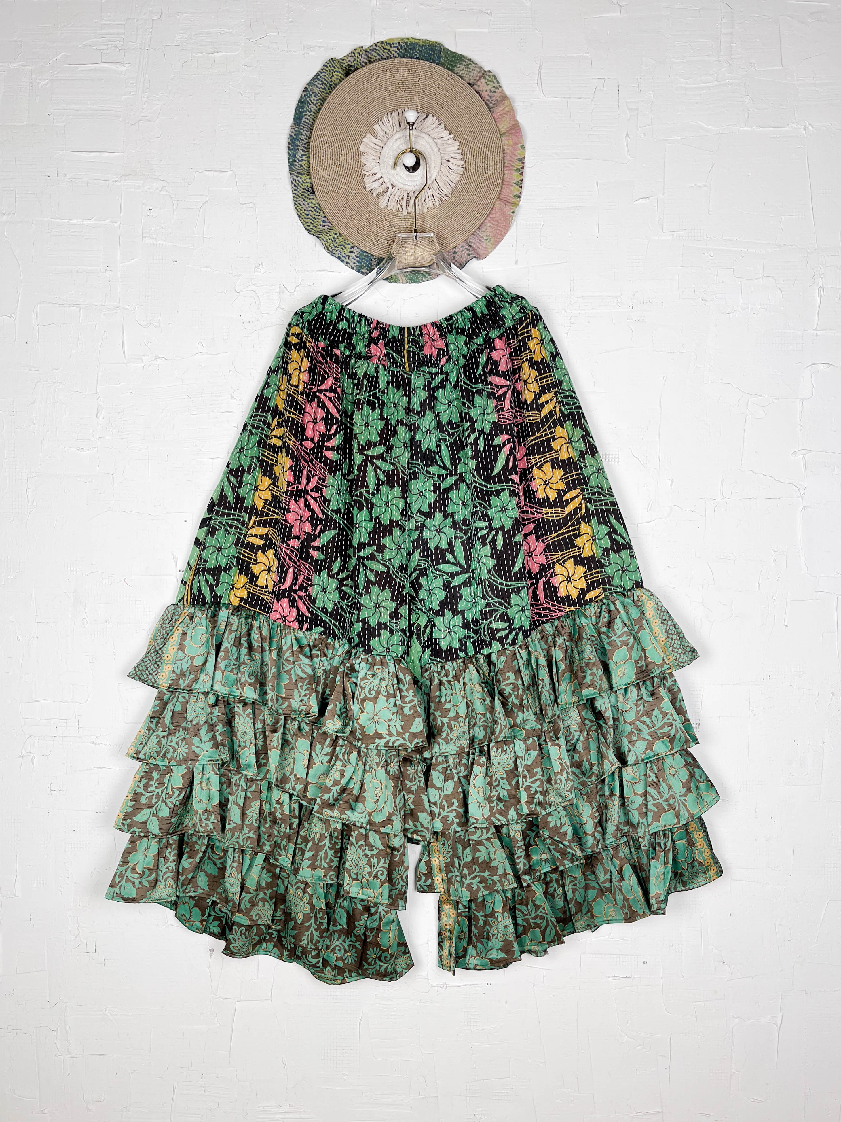 Vintage kantha ruffle pants - Love Protect Sustain