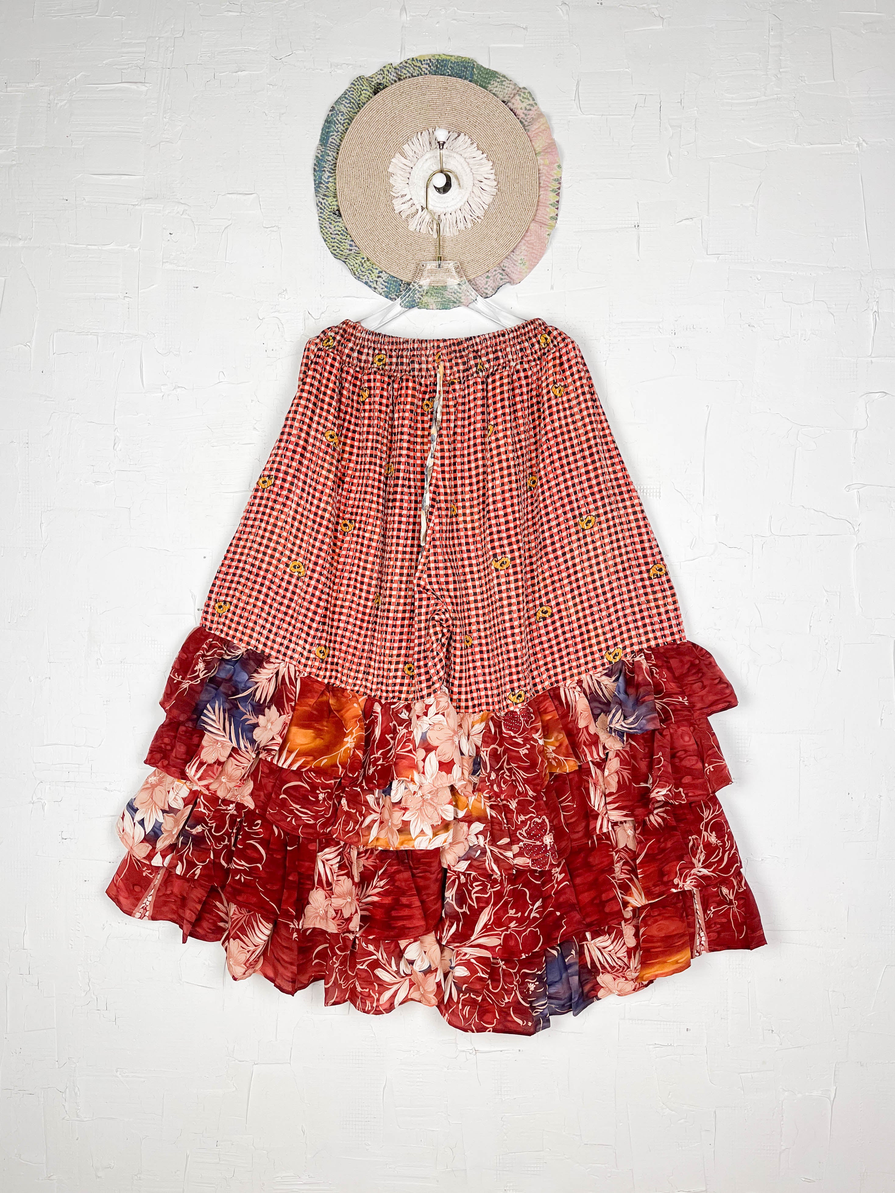 Vintage kantha ruffle pants - Love Protect Sustain