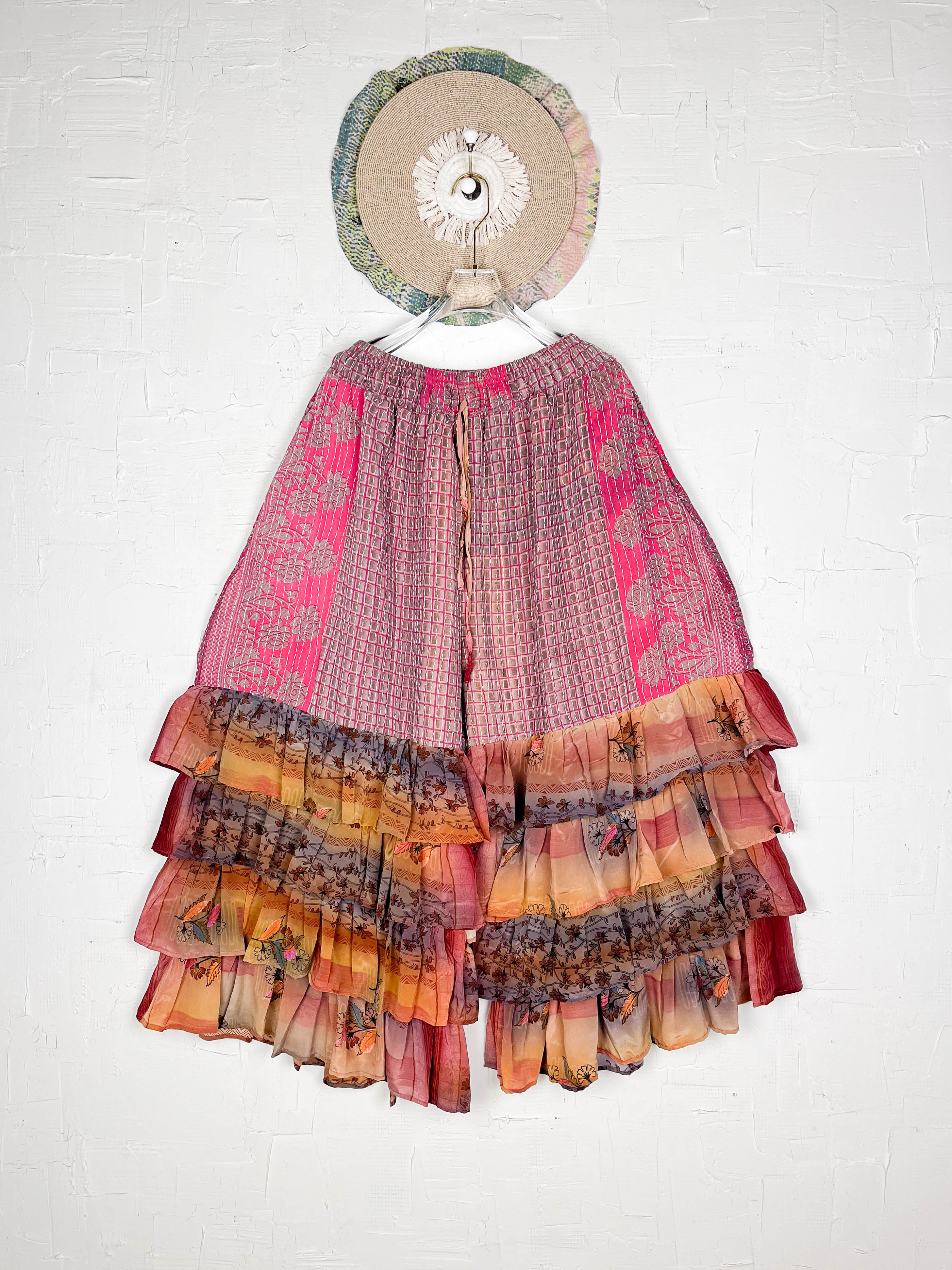 Vintage kantha ruffle pants - Love Protect Sustain