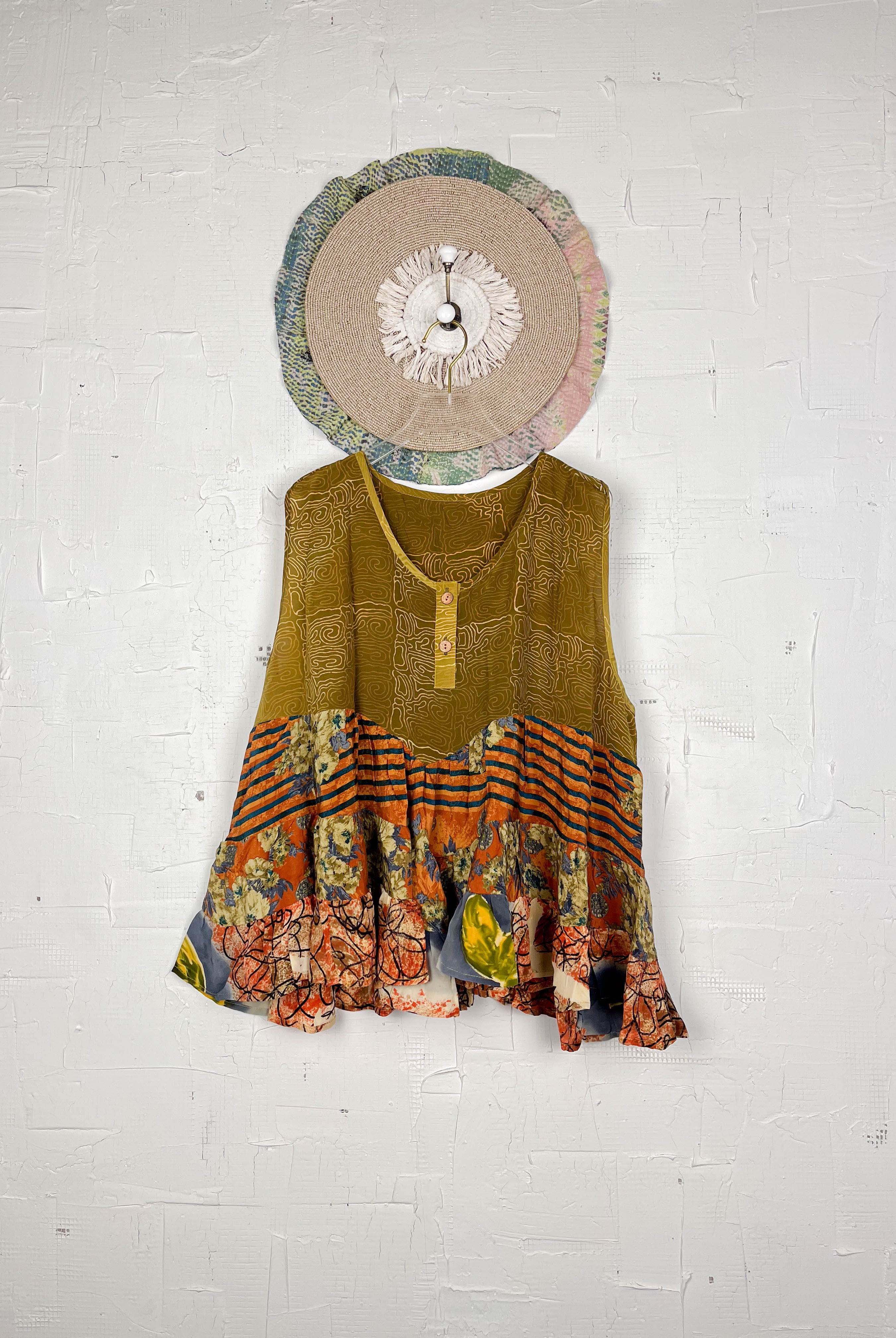 Vintage patchwork silk top - Love Protect Sustain