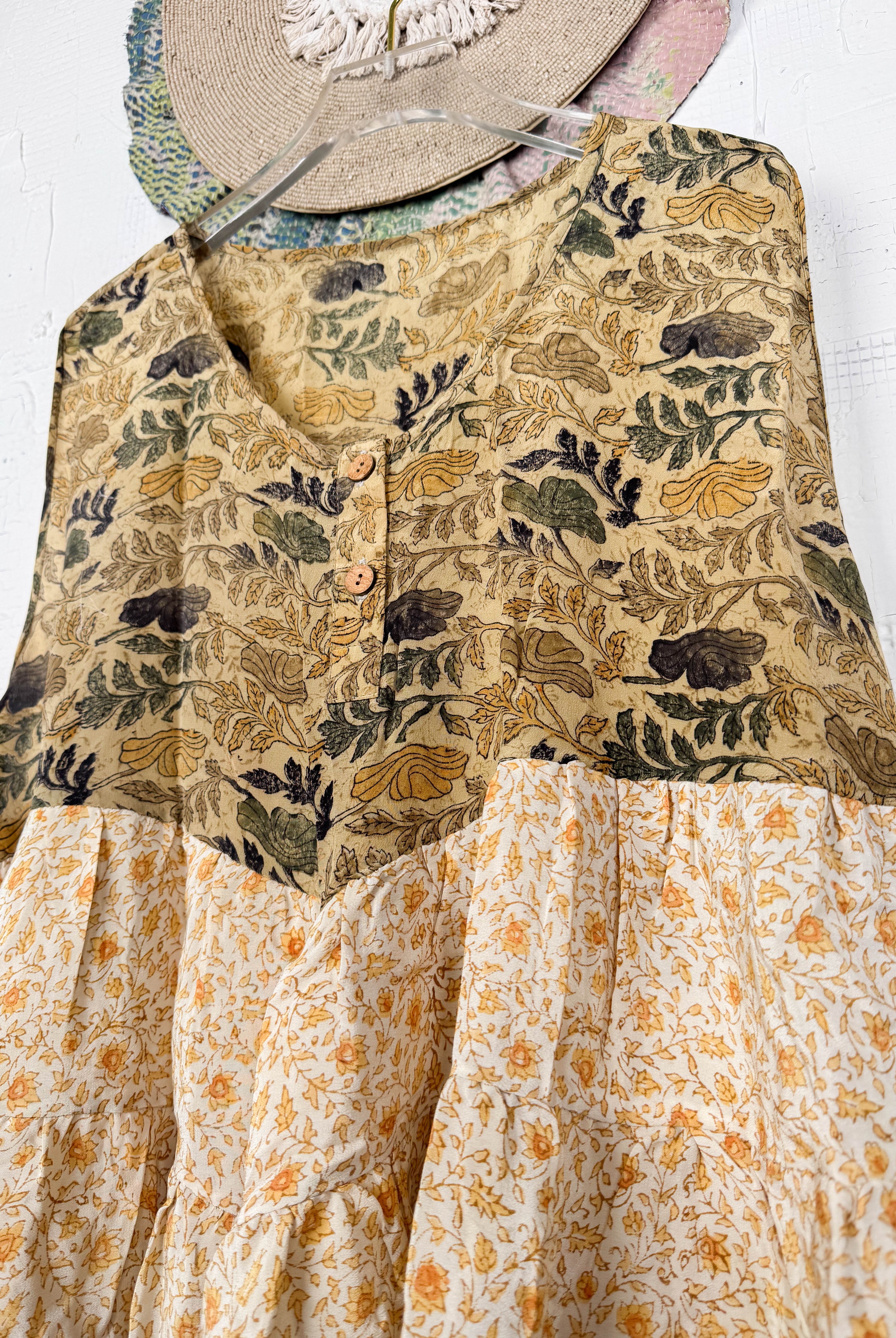 Vintage patchwork silk top - Love Protect Sustain