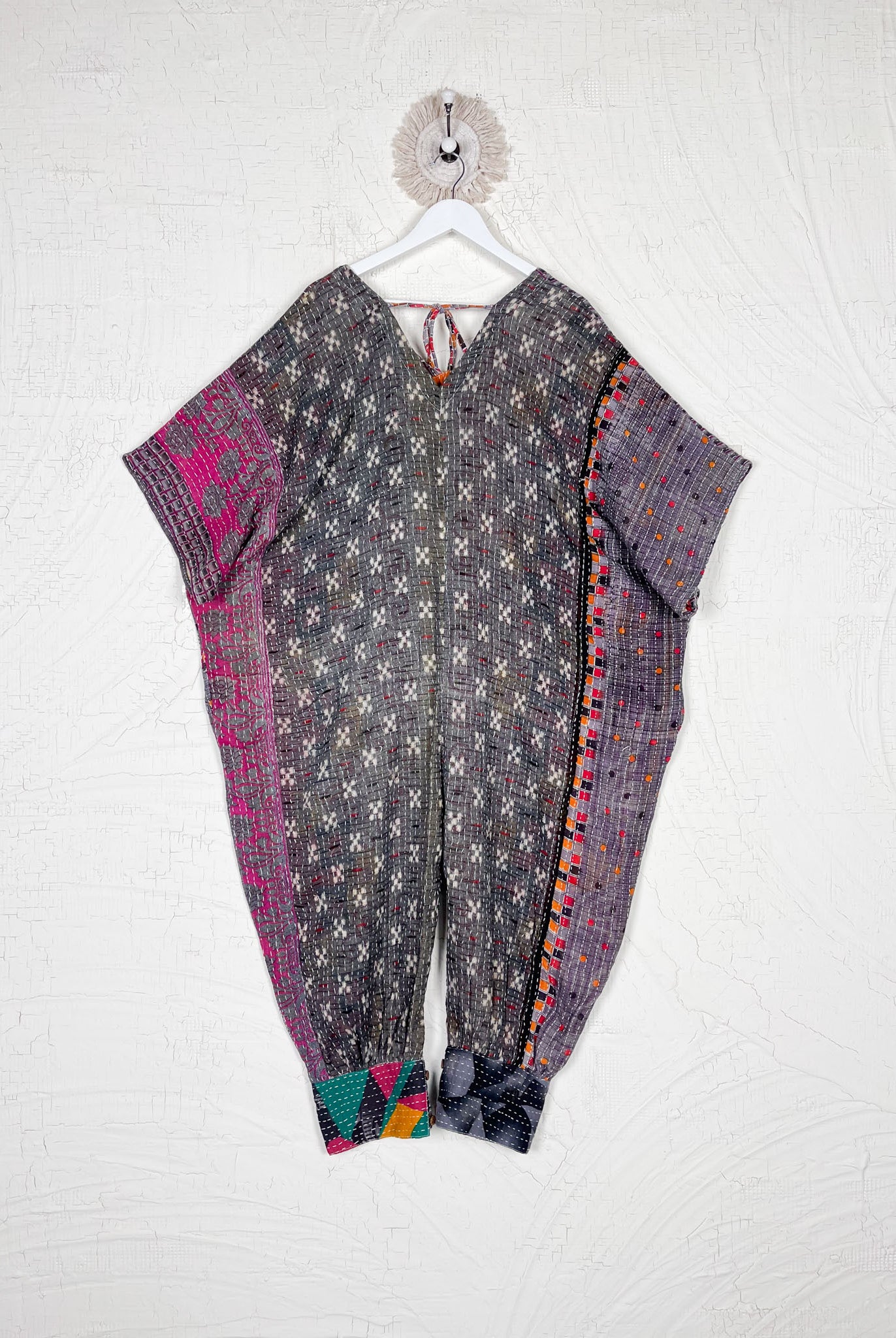 Vintage sari Kantha quilt patchwork jumpsuit - Love Protect Sustain