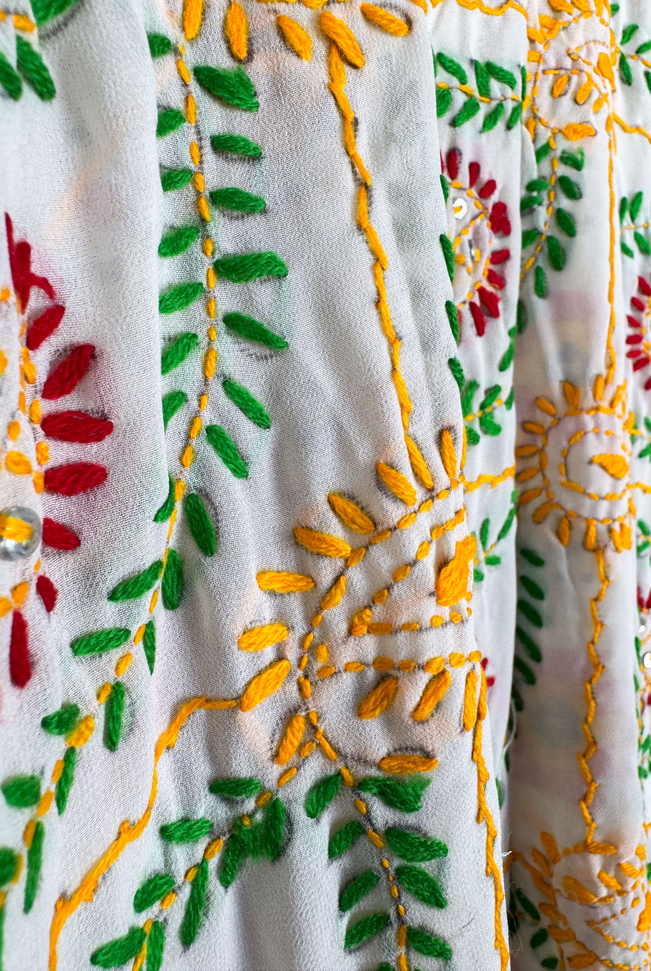 White Floral Robe - Love Protect Sustain