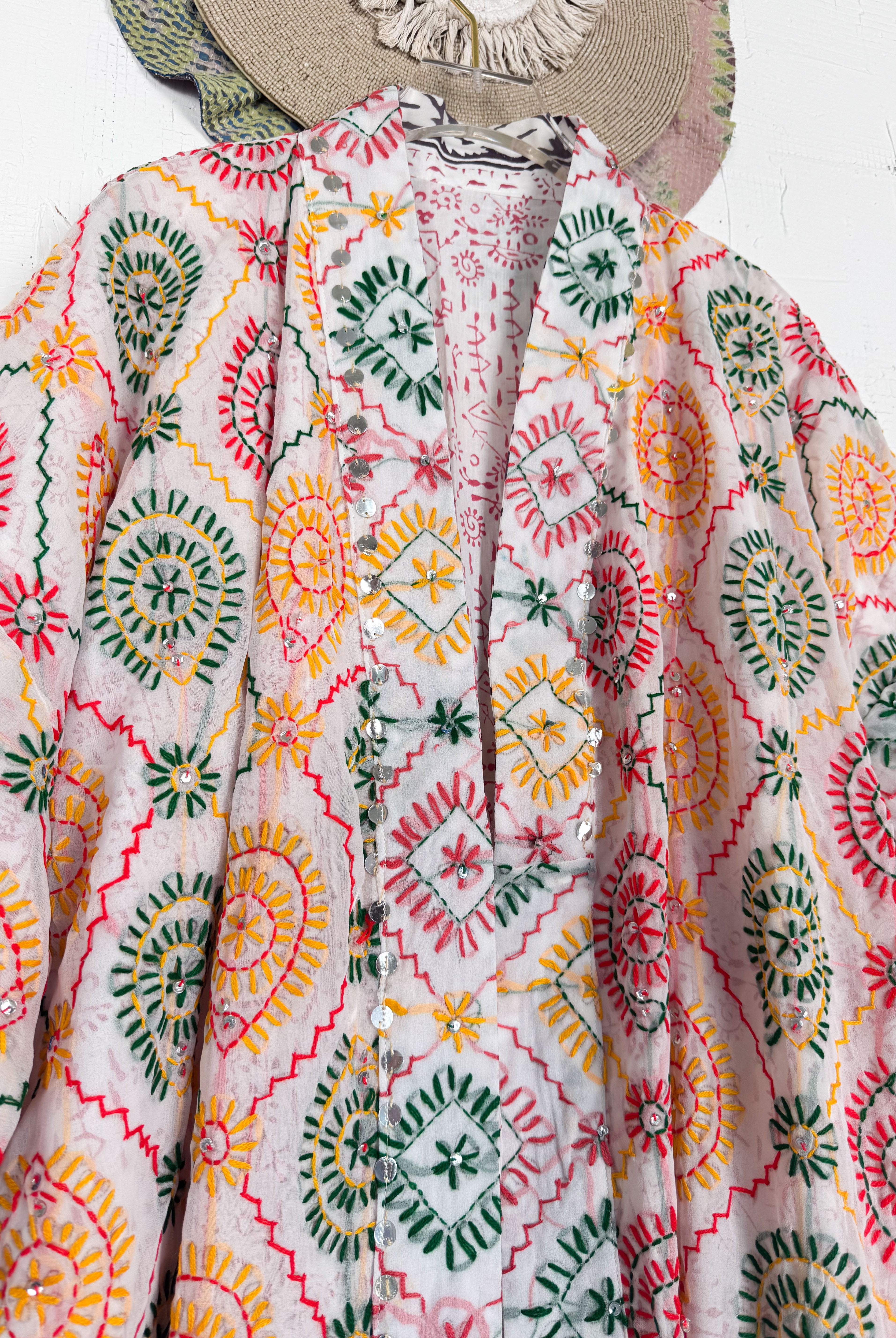 White Floral Robe - Love Protect Sustain