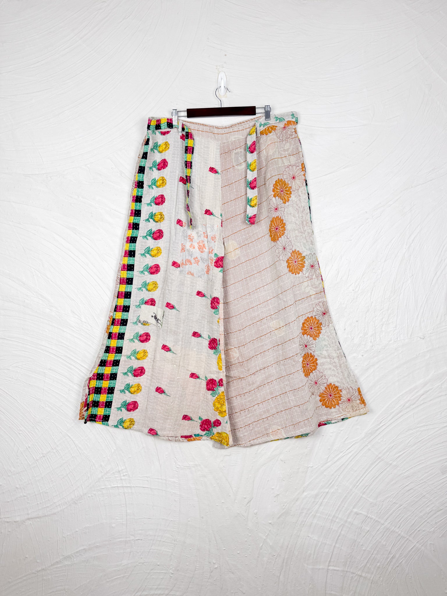 White Kantha Pants - Love Protect Sustain