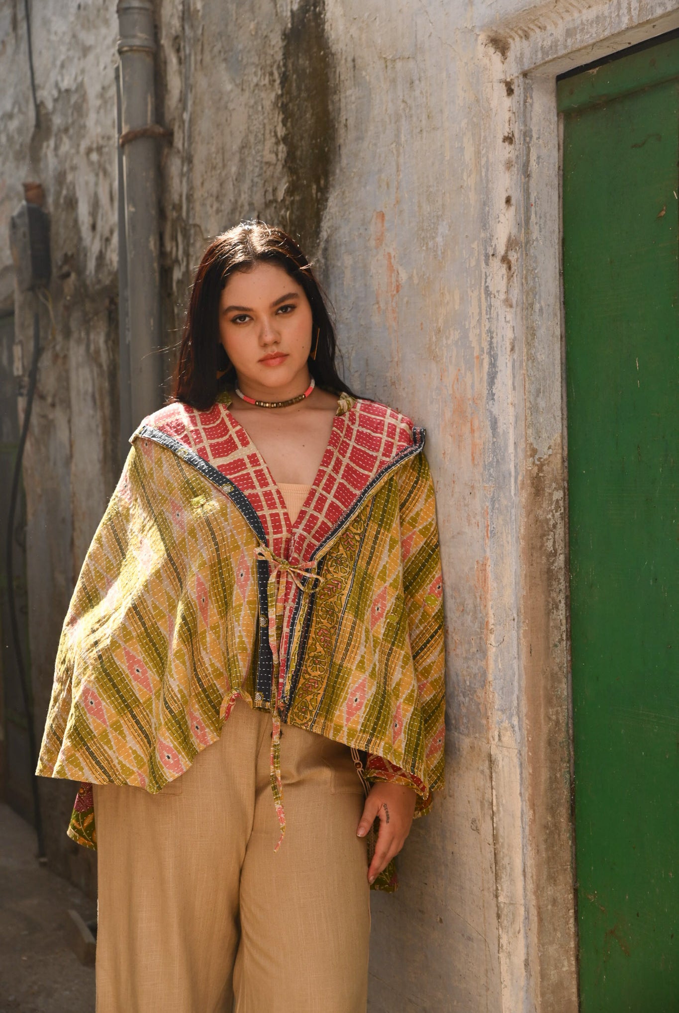 Women_Wearing_Kantha_Poncho - Love Protect Sustain