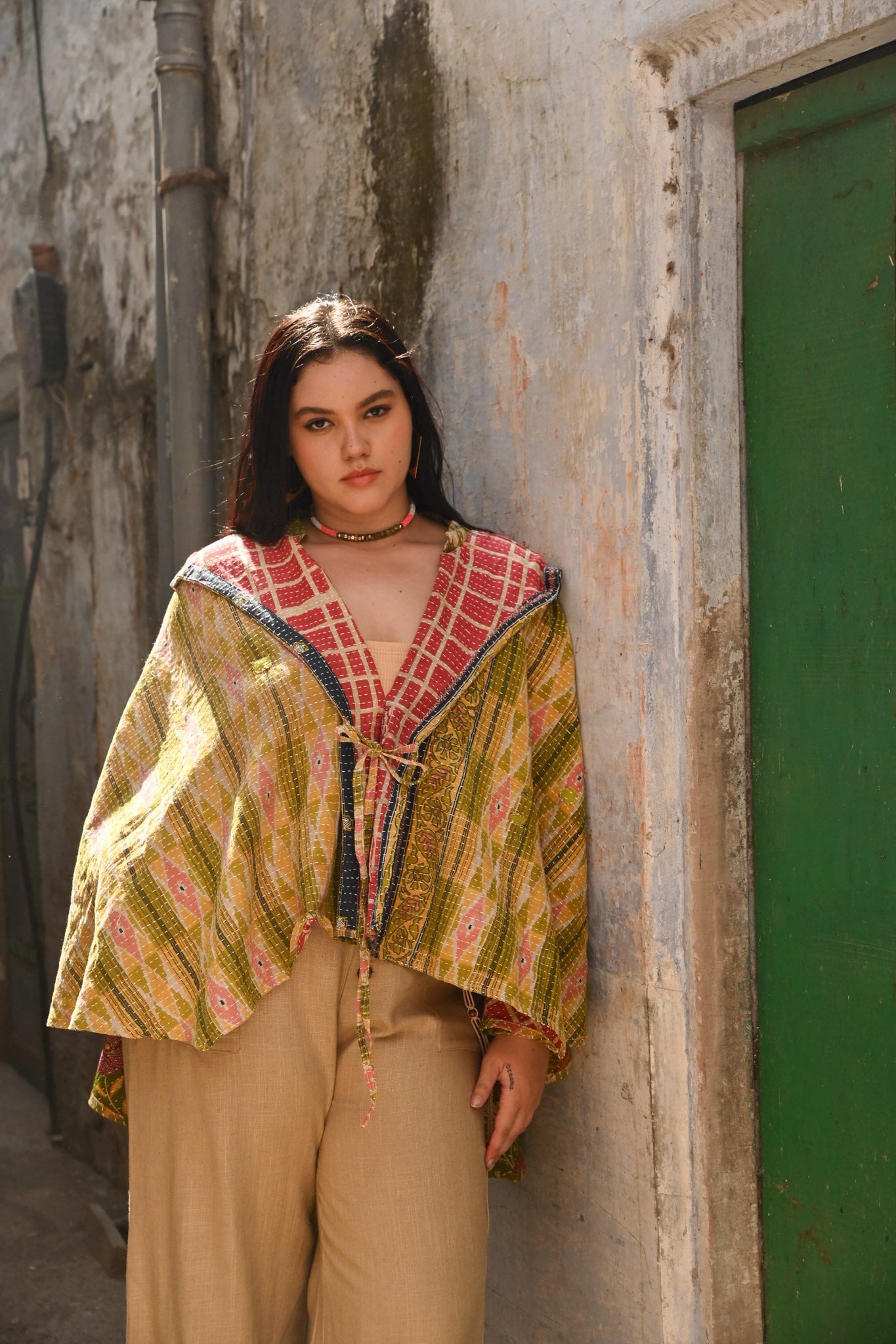 Women_Wearing_Kantha_Poncho - Love Protect Sustain
