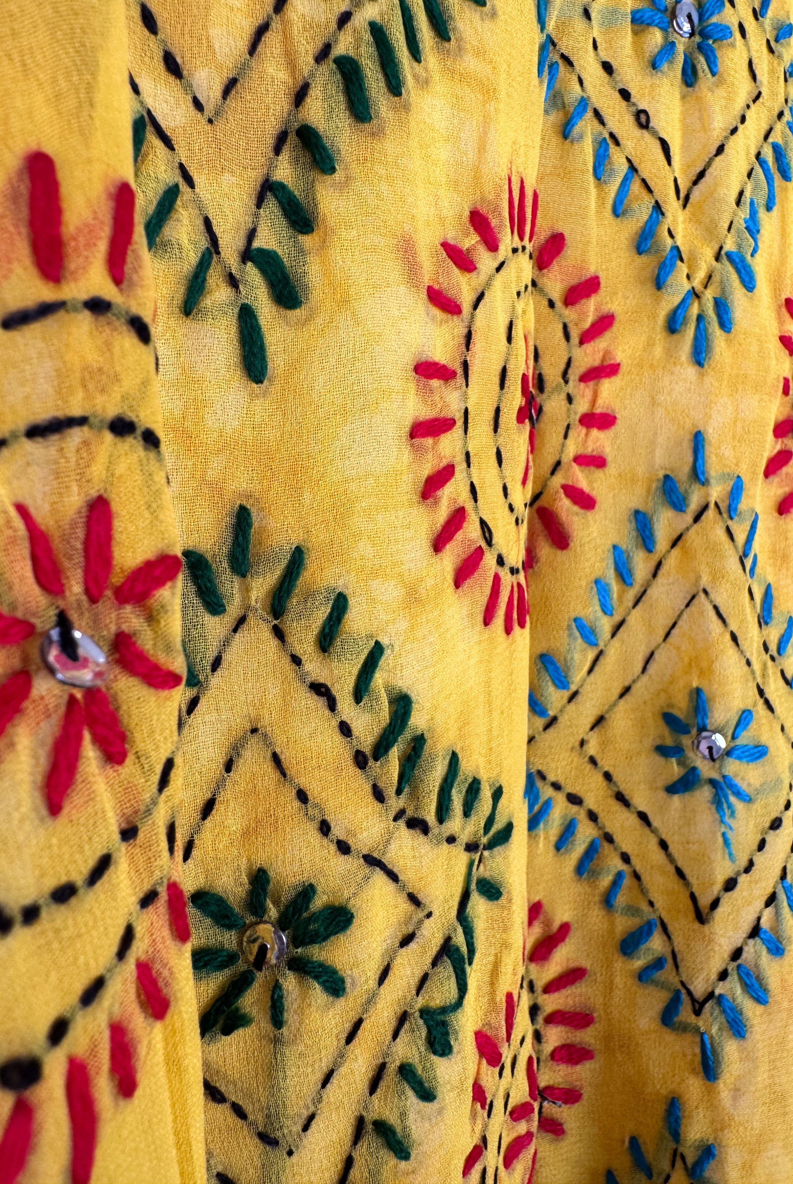 Yellow Embroidery Kimono - Love Protect Sustain