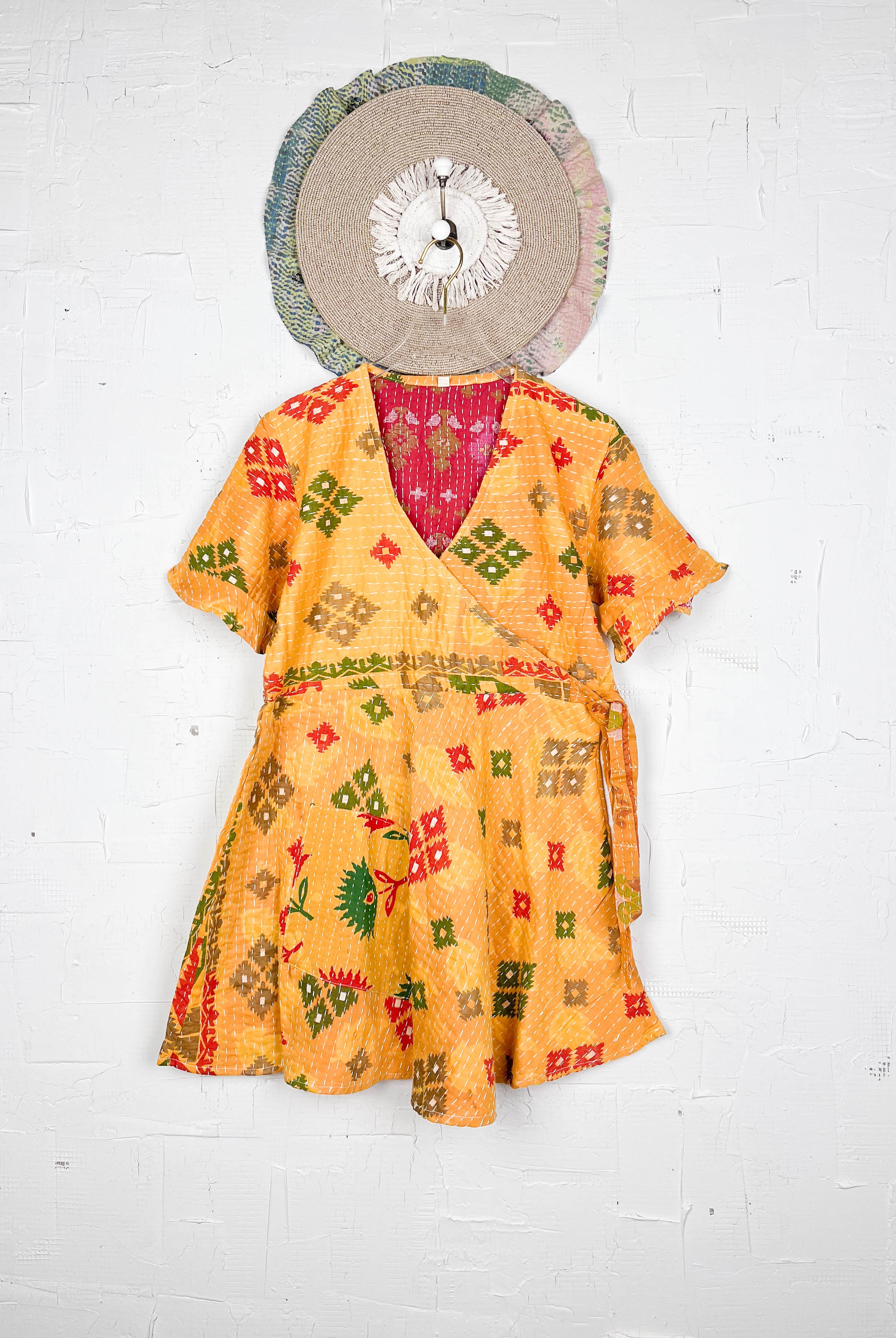 Yellow Kantha Dress - Love Protect Sustain