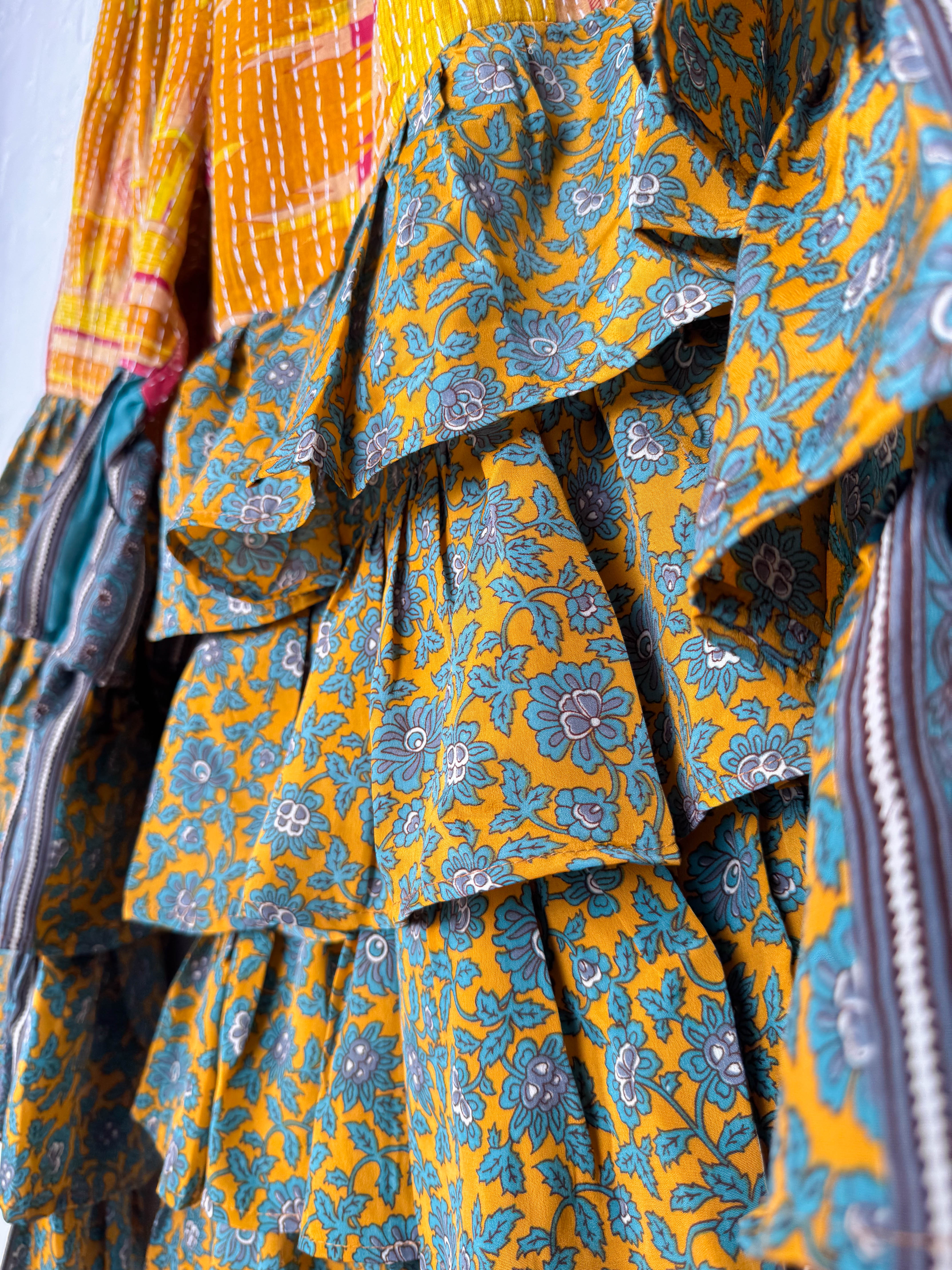 Yellow Kantha Frill Pants - Love Protect Sustain