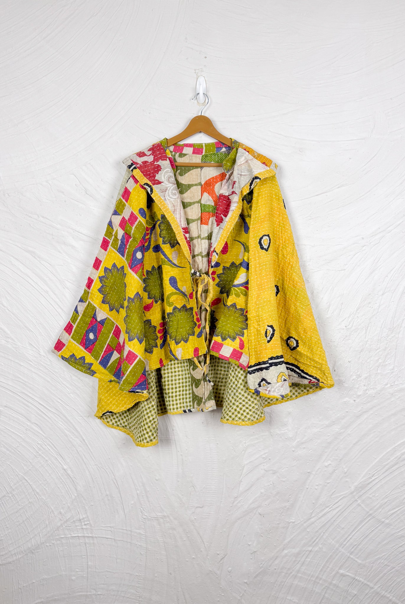 Yellow Kantha Poncho - Love Protect Sustain