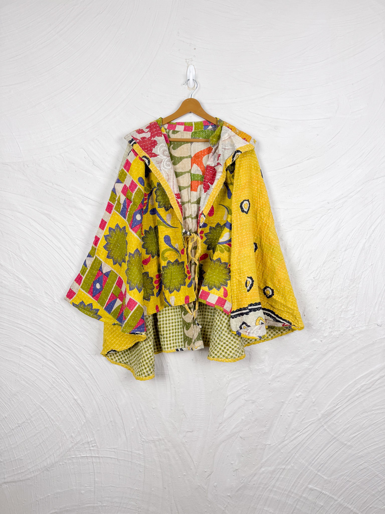 Yellow Kantha Poncho - Love Protect Sustain