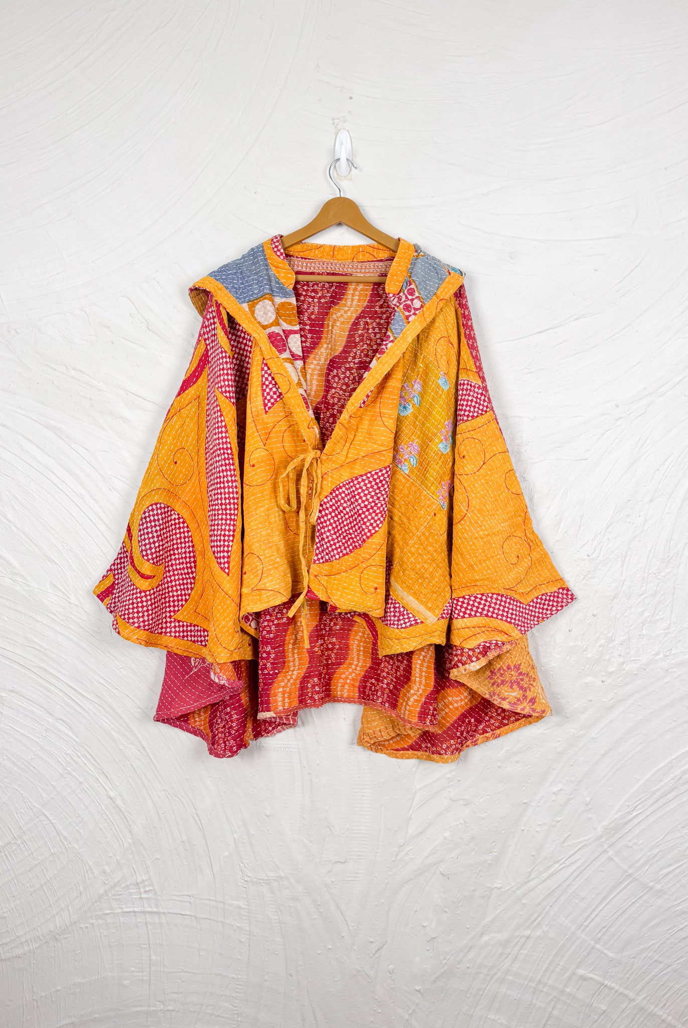 Yellow Kantha Poncho - Love Protect Sustain