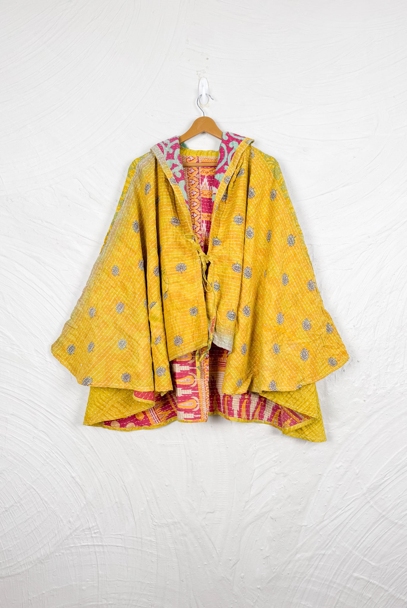 Yellow Kantha Poncho - Love Protect Sustain