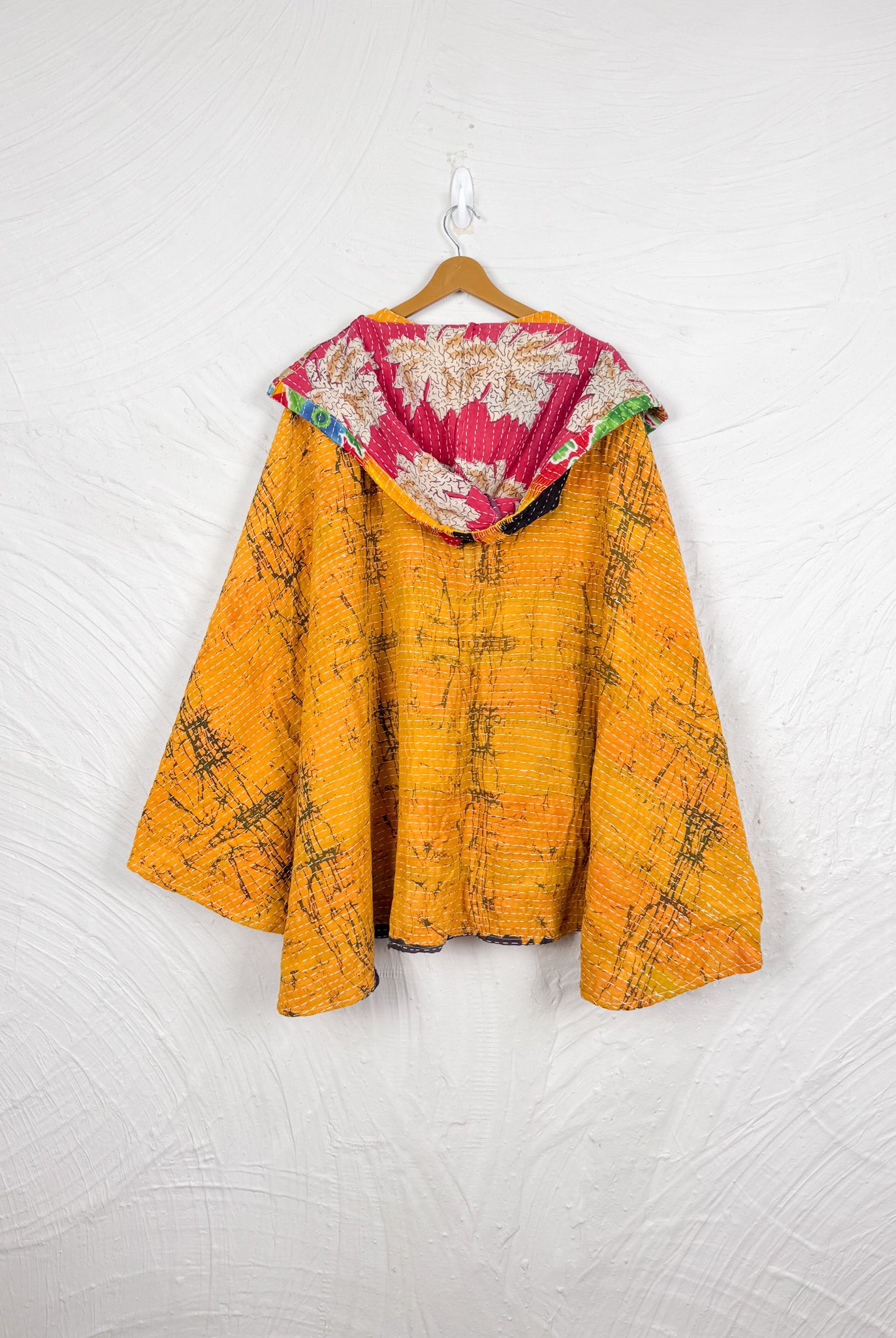 Yellow Kantha Poncho - Love Protect Sustain