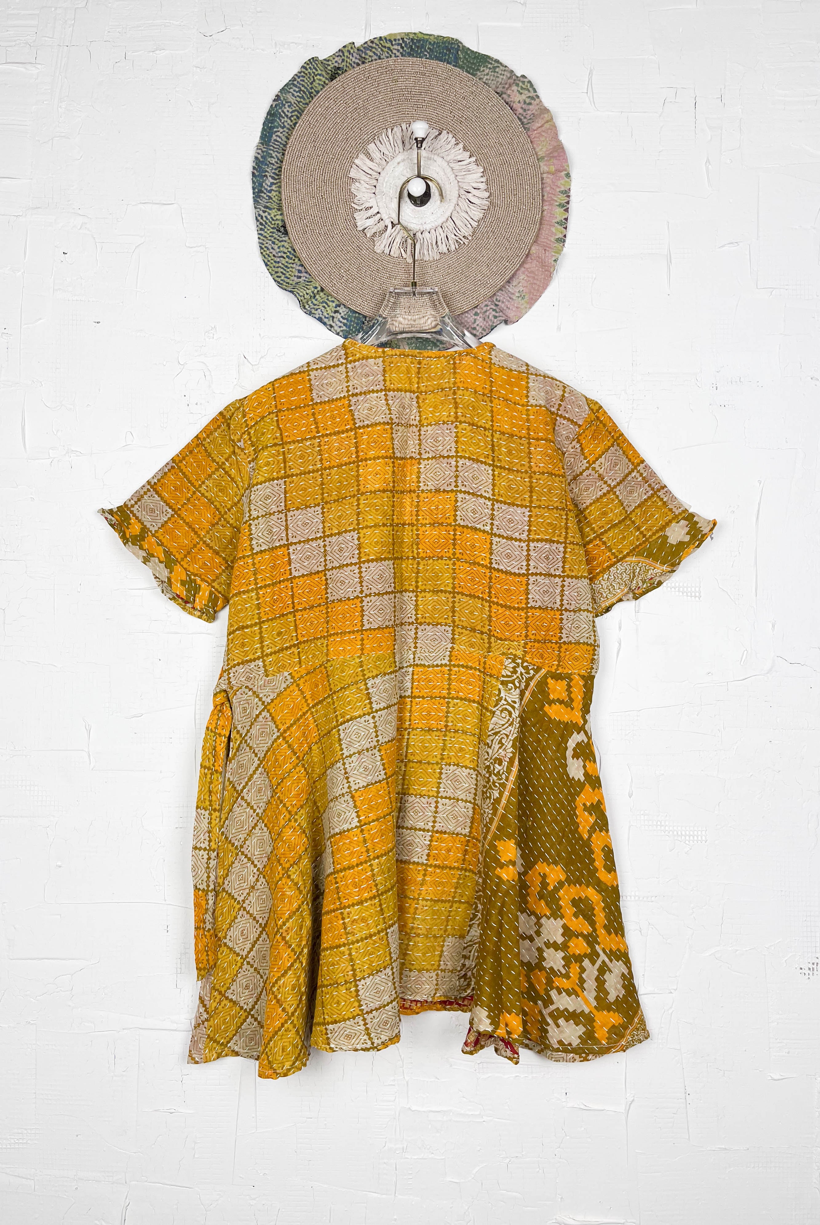 Yellow Kantha Wrap Dress - Love Protect Sustain