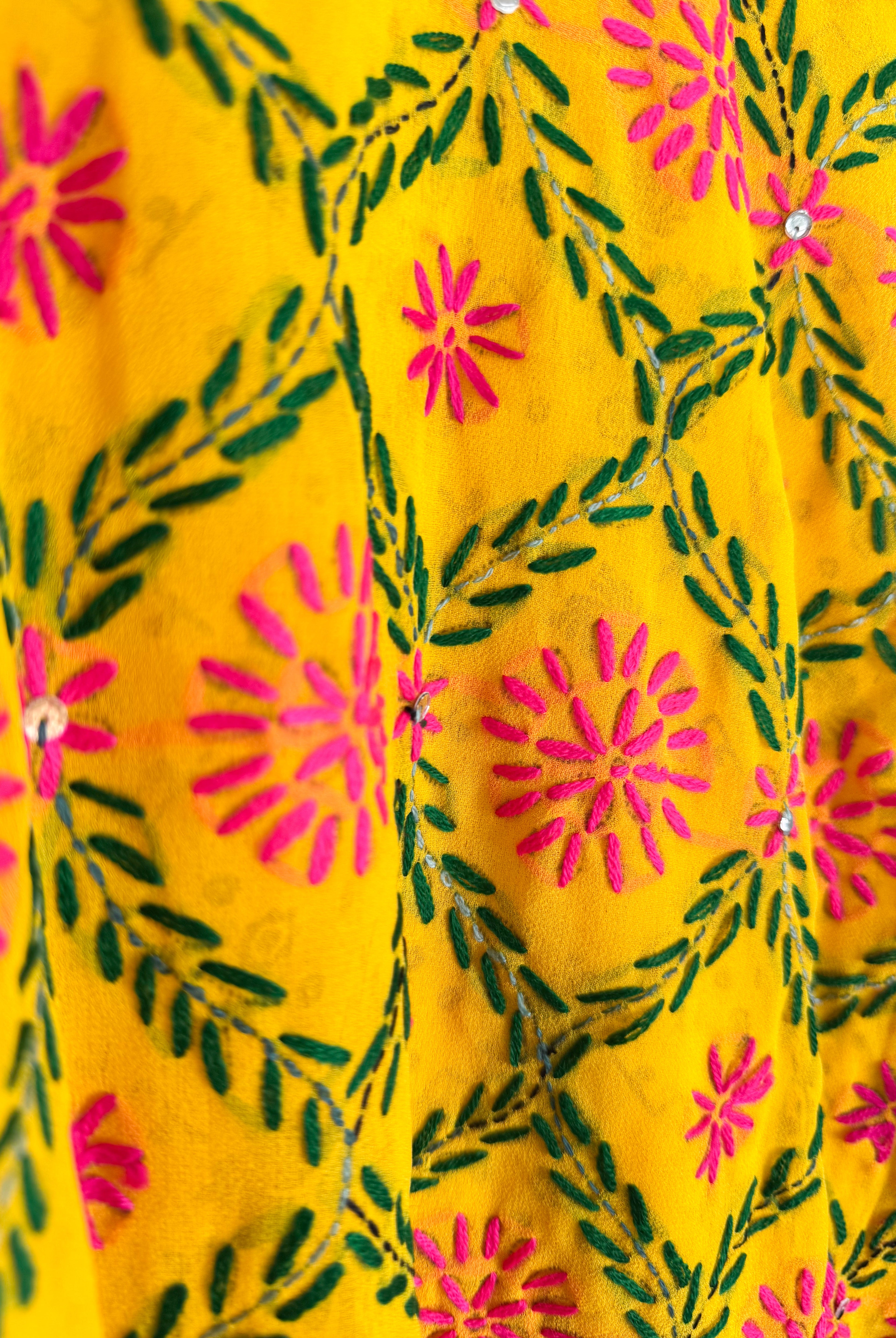 Yellow Phulkari Robe - Love Protect Sustain