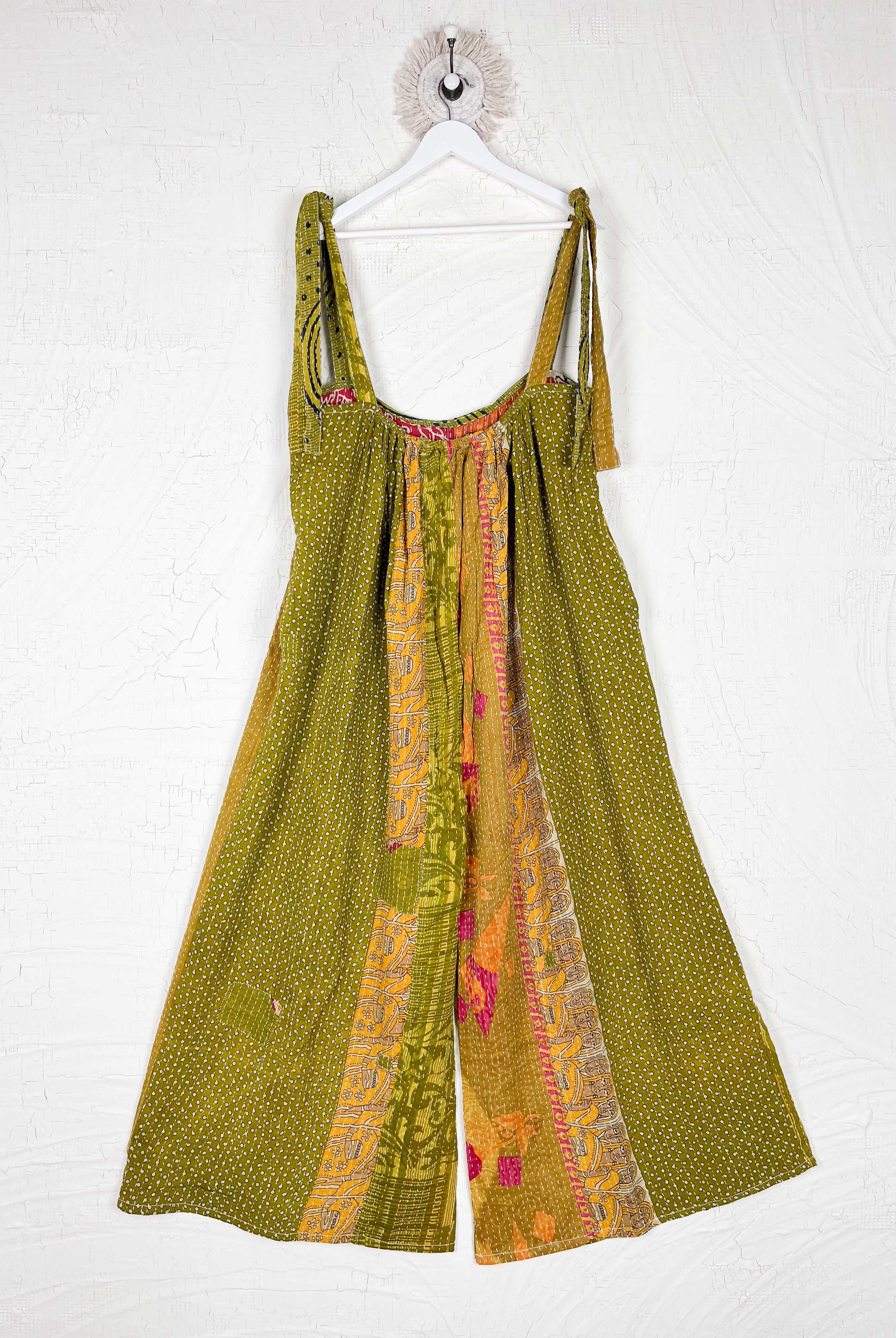 Yellow boho kantha jumpsuit - Love Protect Sustain
