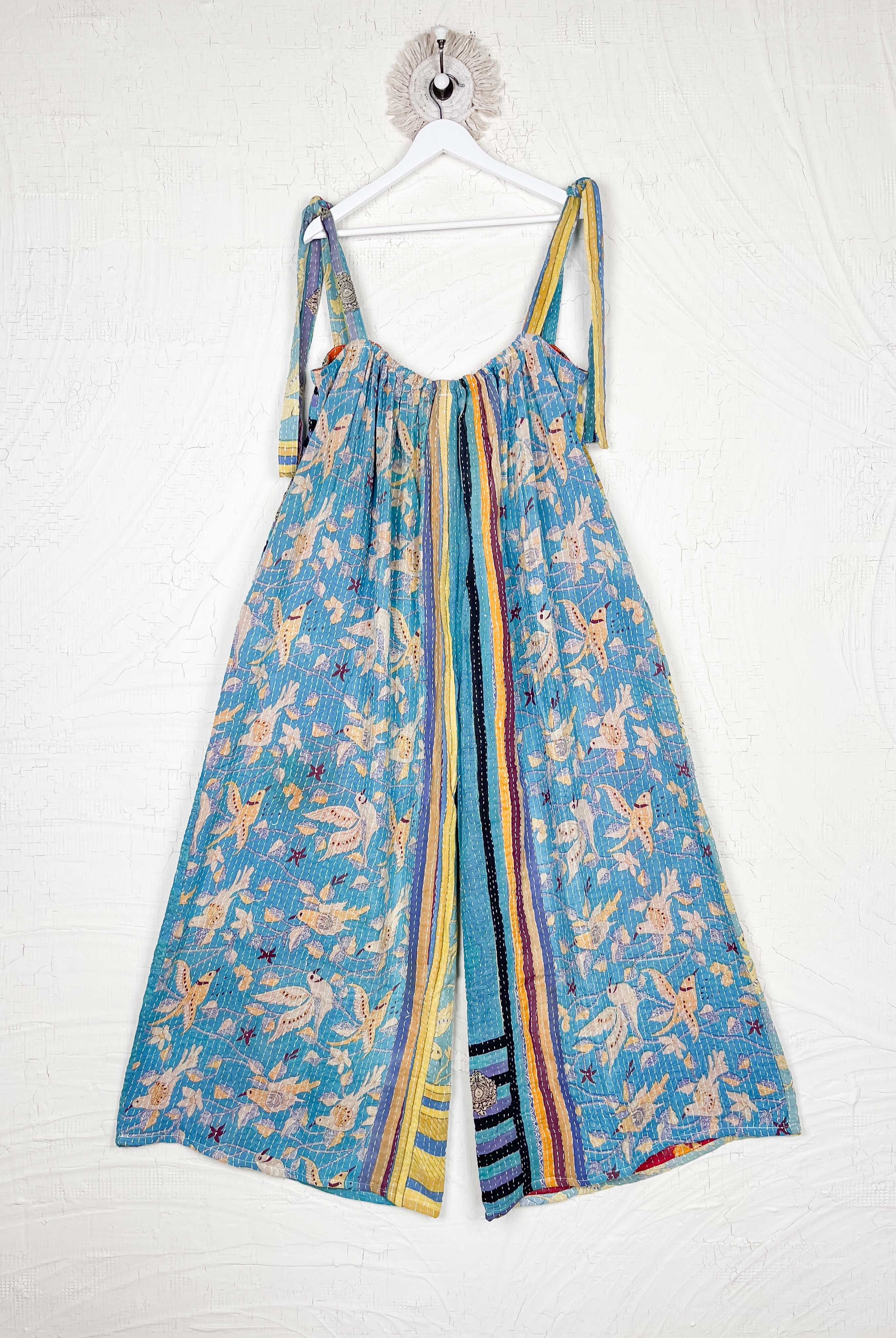 blue floral kantha jumpsuit - Love Protect Sustain