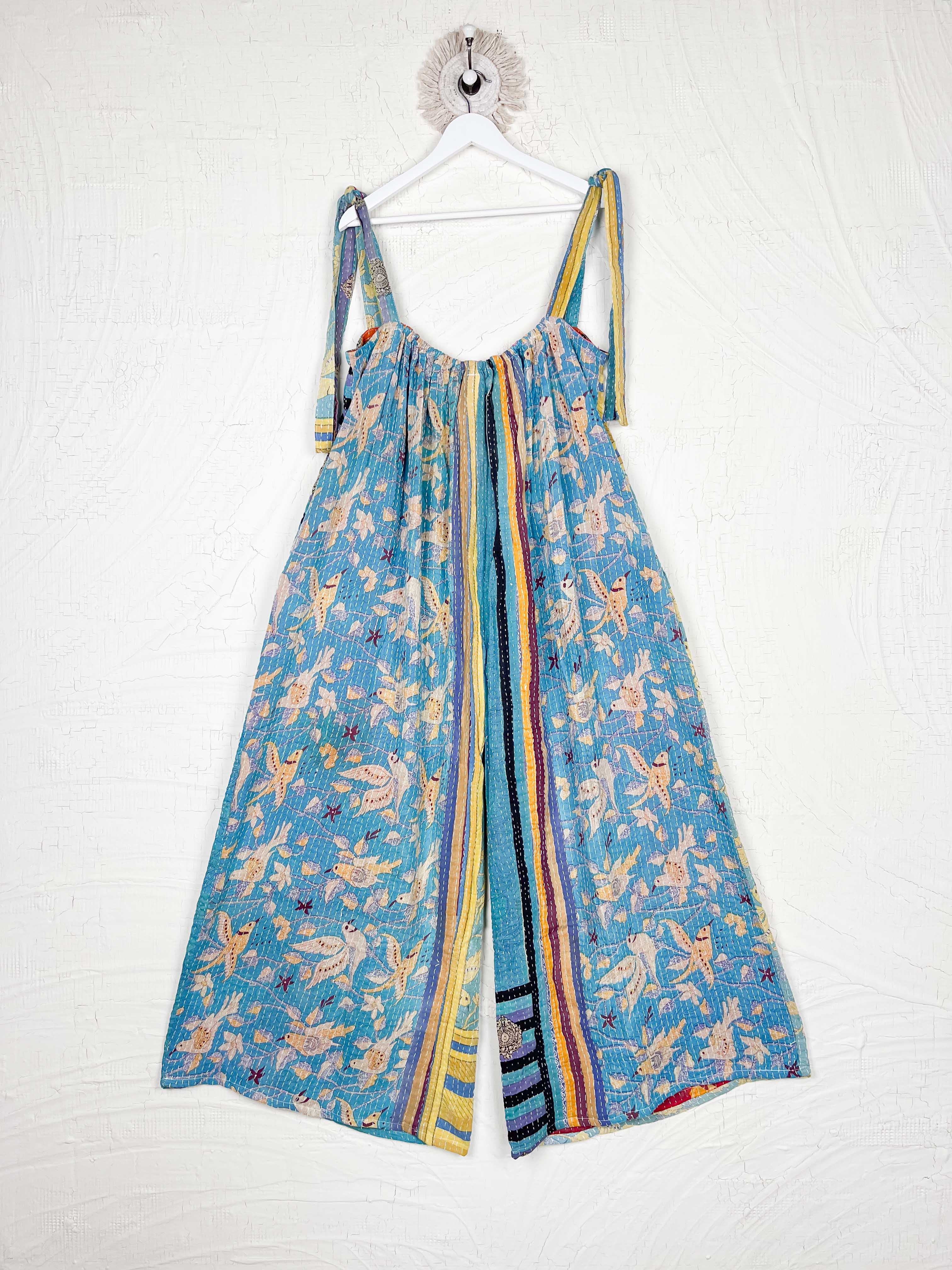 blue floral kantha jumpsuit - Love Protect Sustain