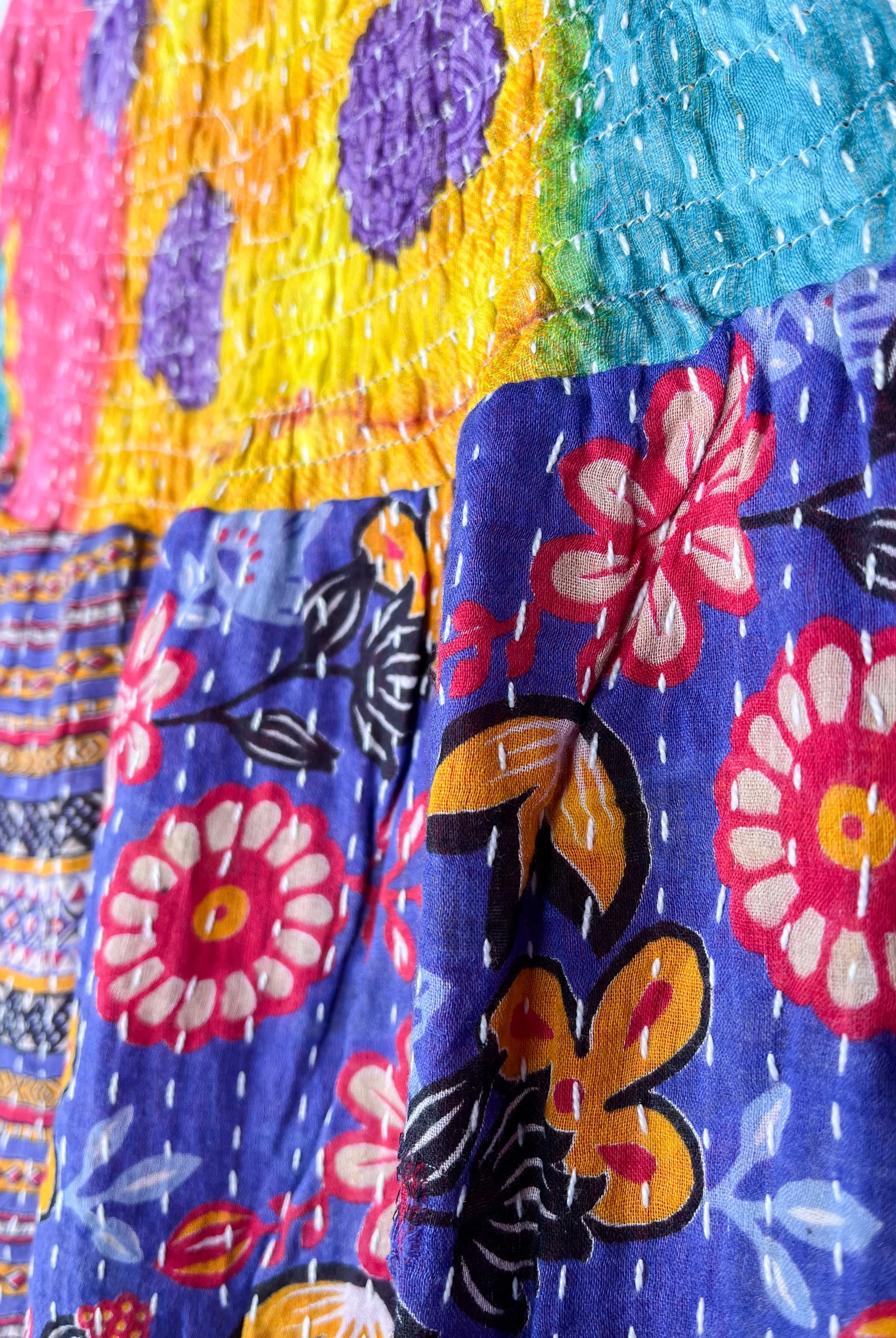 blue floral kantha skirt - Love Protect Sustain
