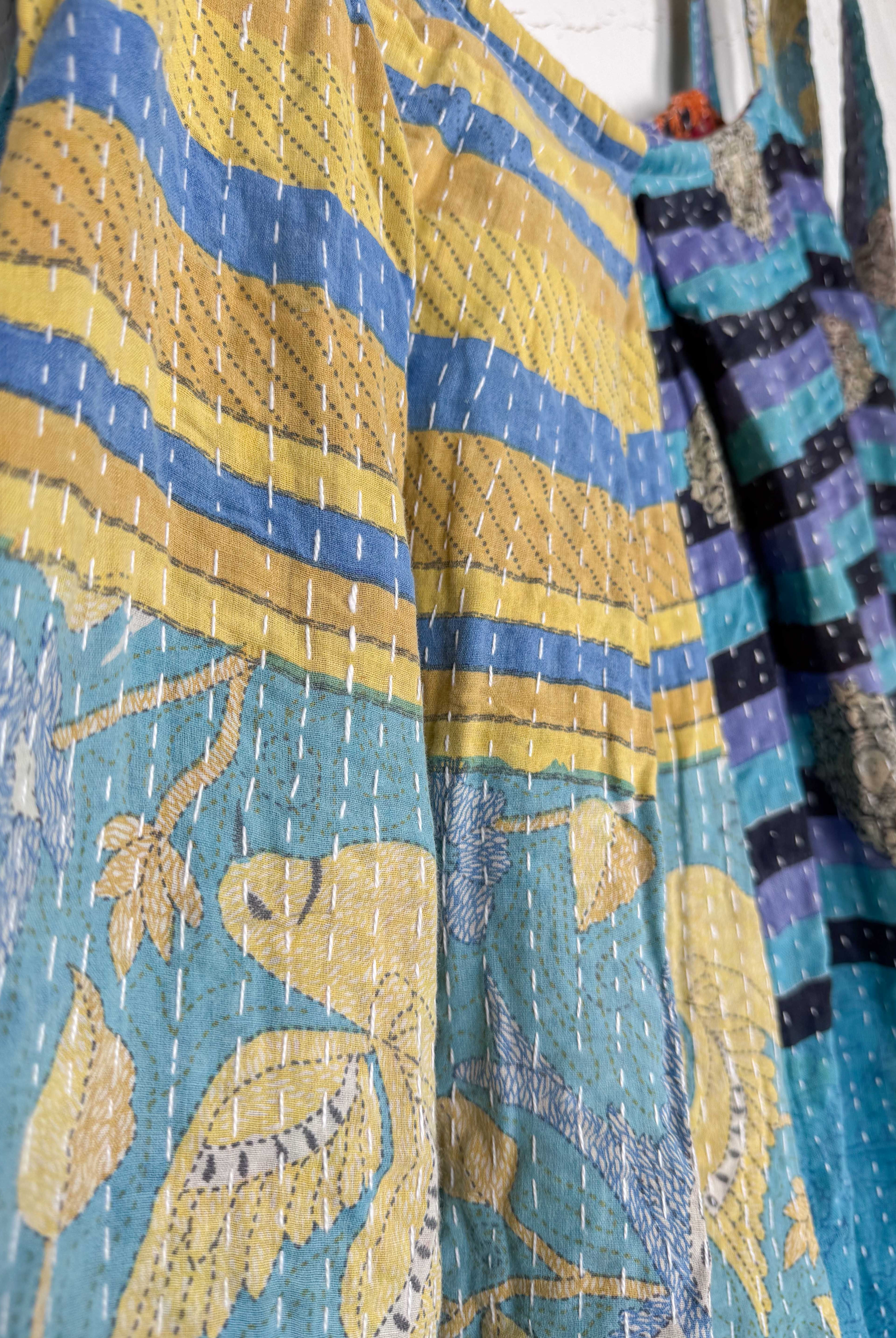 blue vintage kantha jumpsuit - Love Protect Sustain