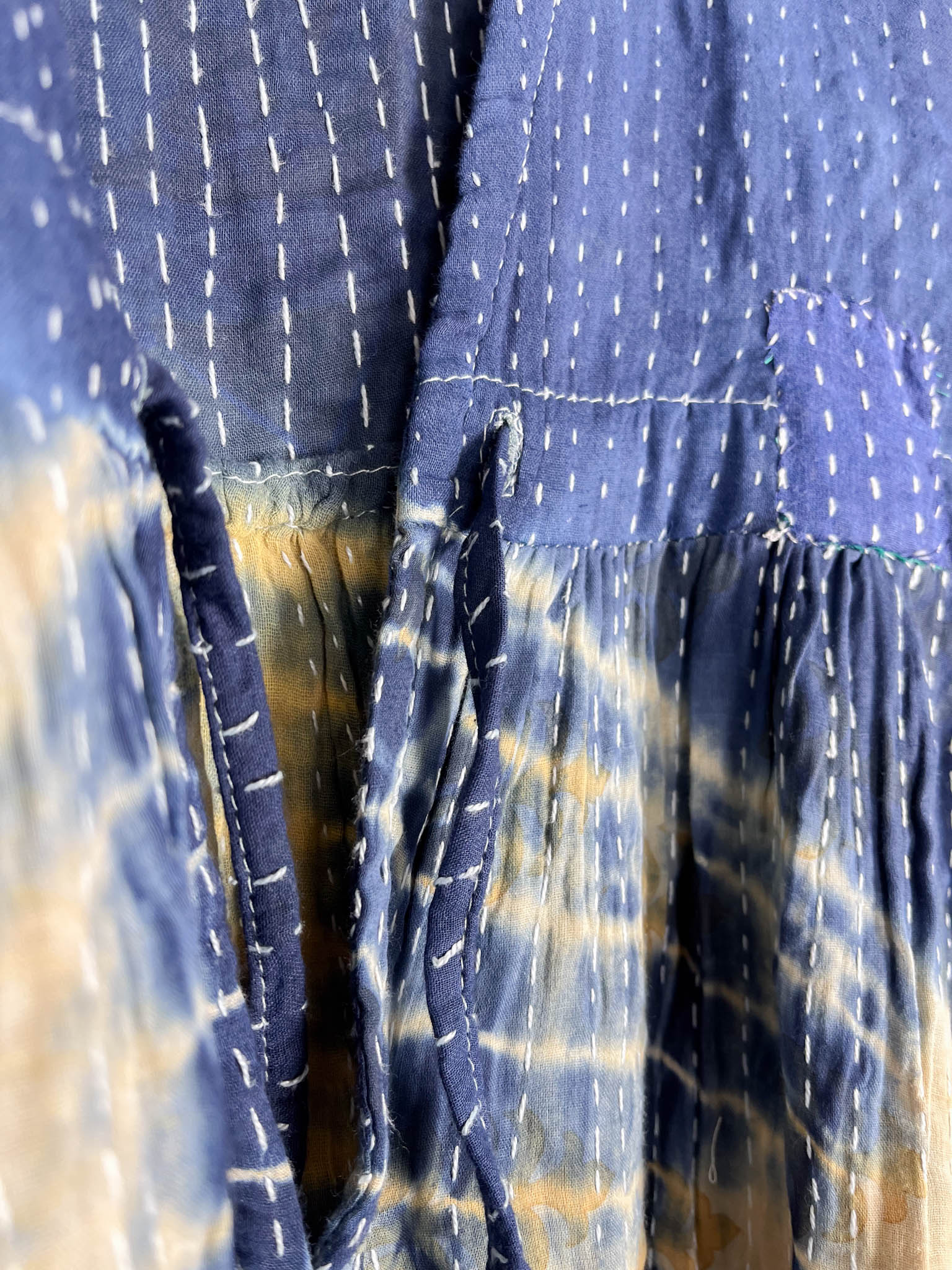 blue yellow kantha jumpsuit - Love Protect Sustain