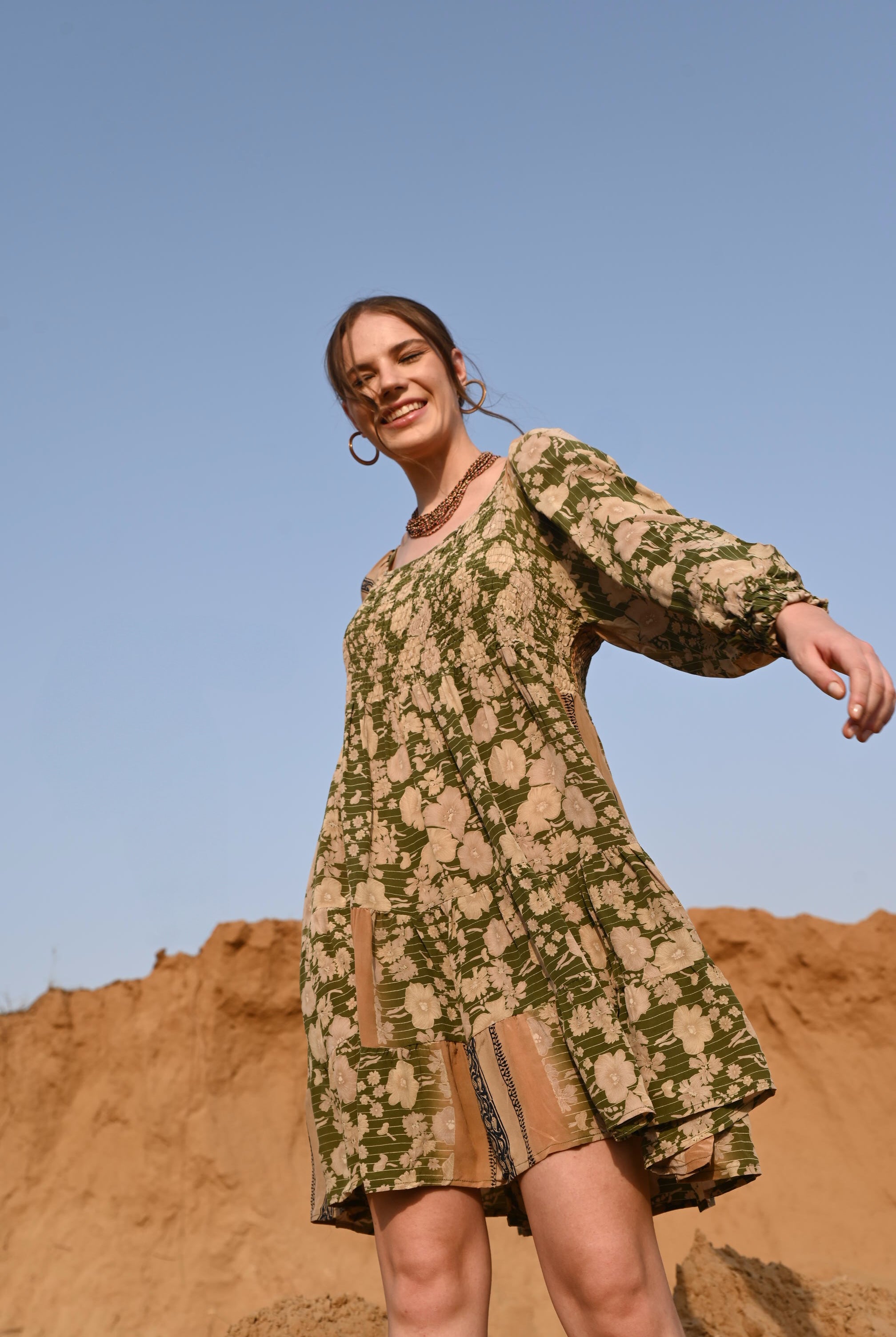 bohemian women silk dress - Love Protect Sustain