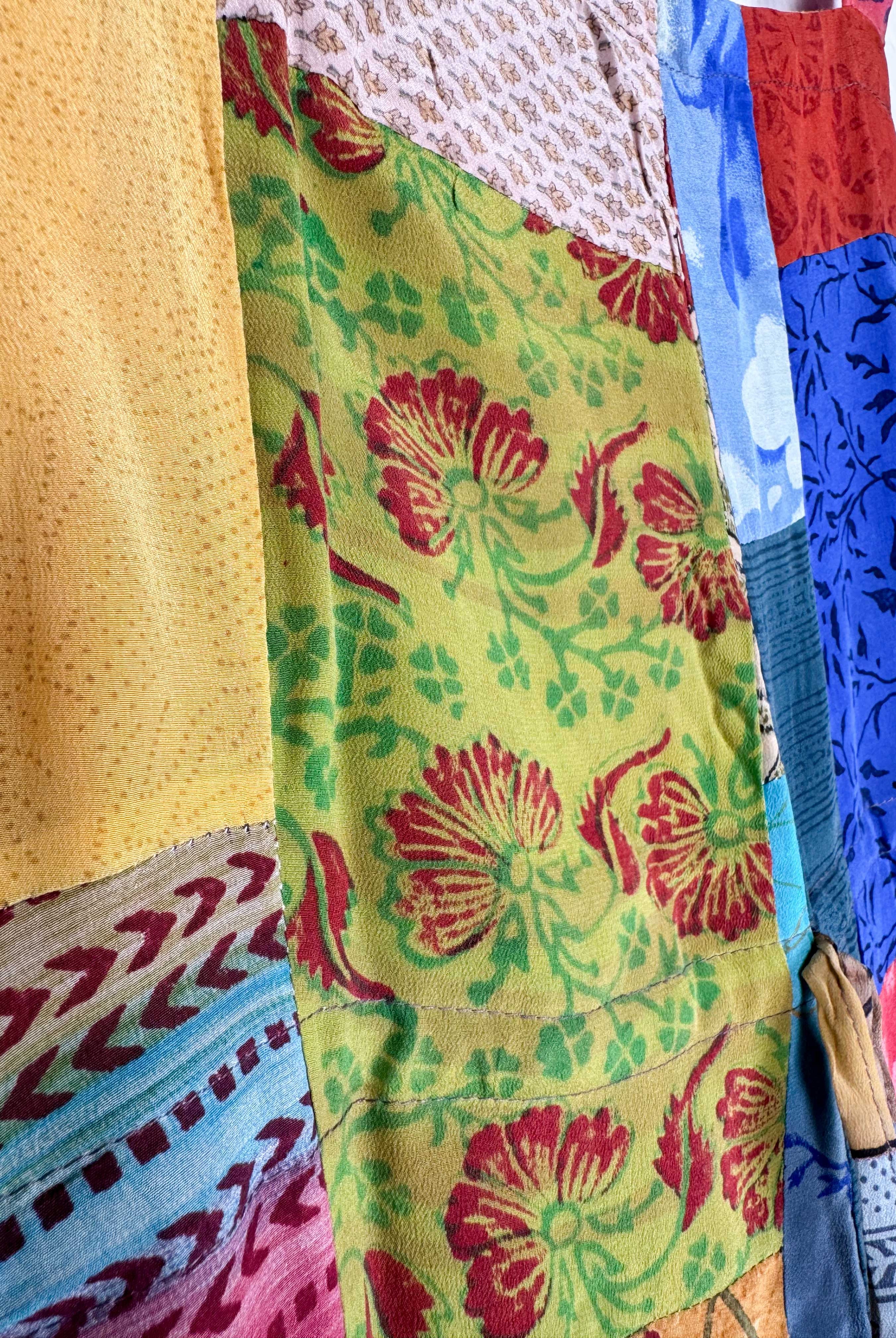 boho patchwork jumpsuit silk - Love Protect Sustain