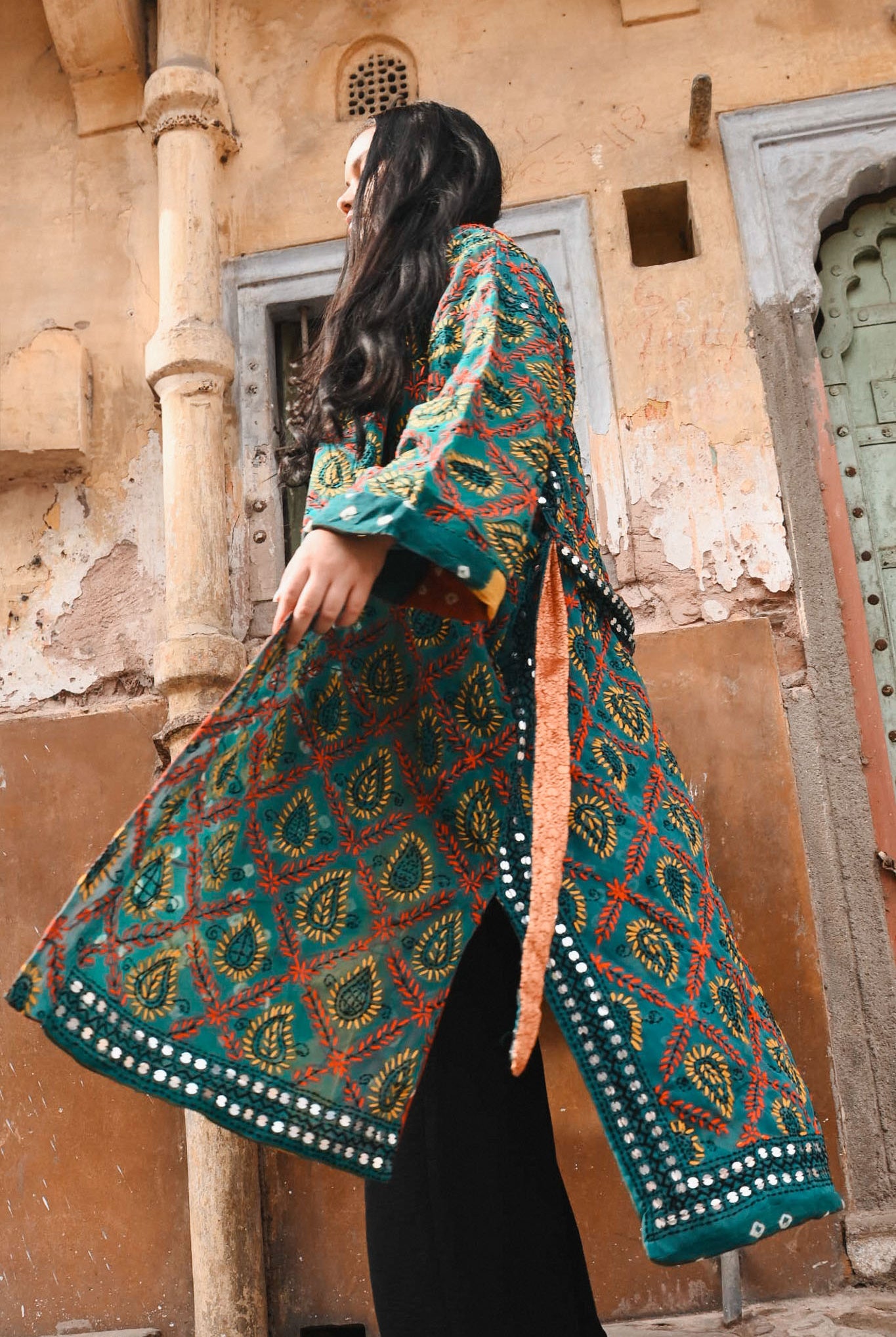 boho embroidery robe - Love Protect Sustain