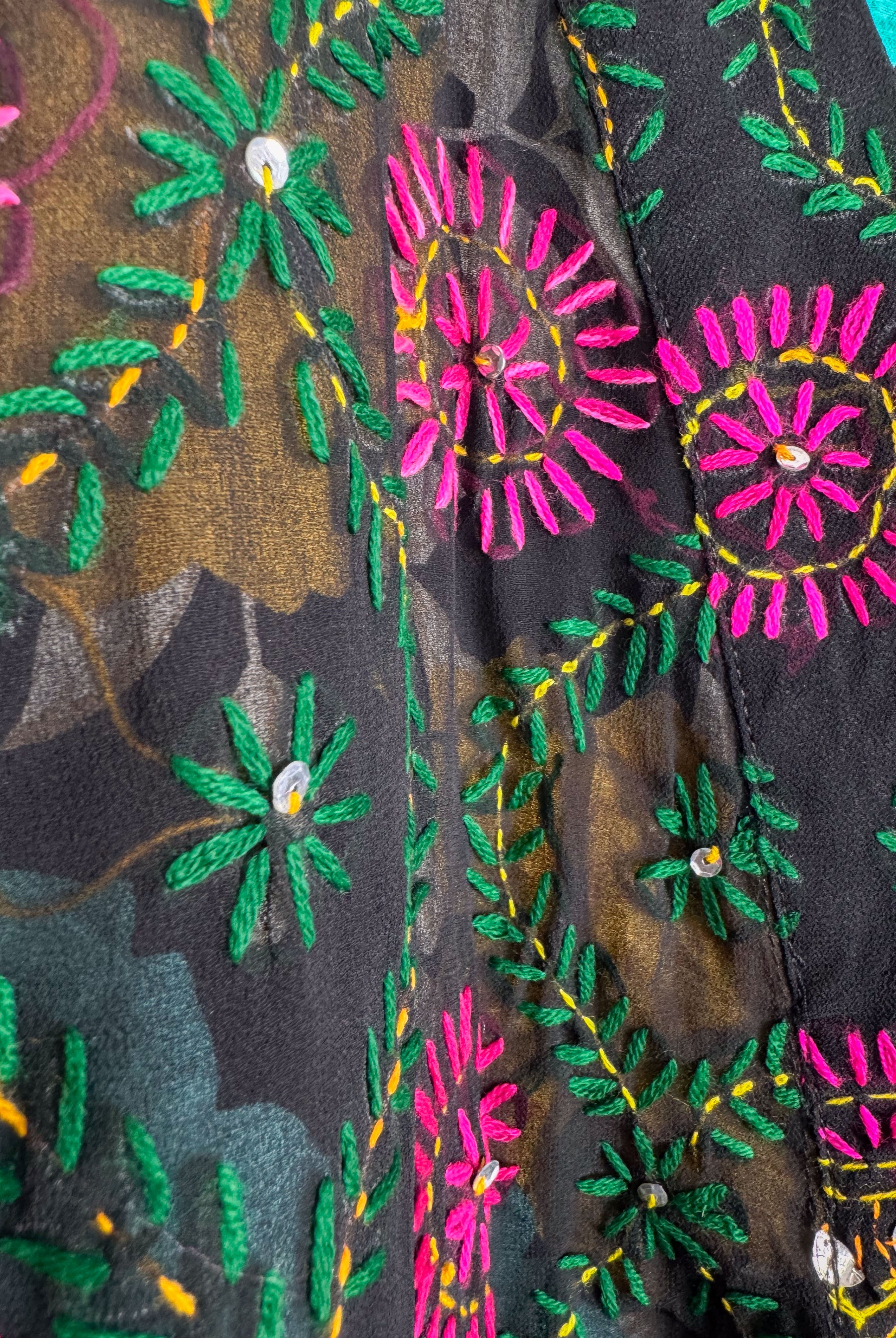 boho hand embroidery robe - Love Protect Sustain