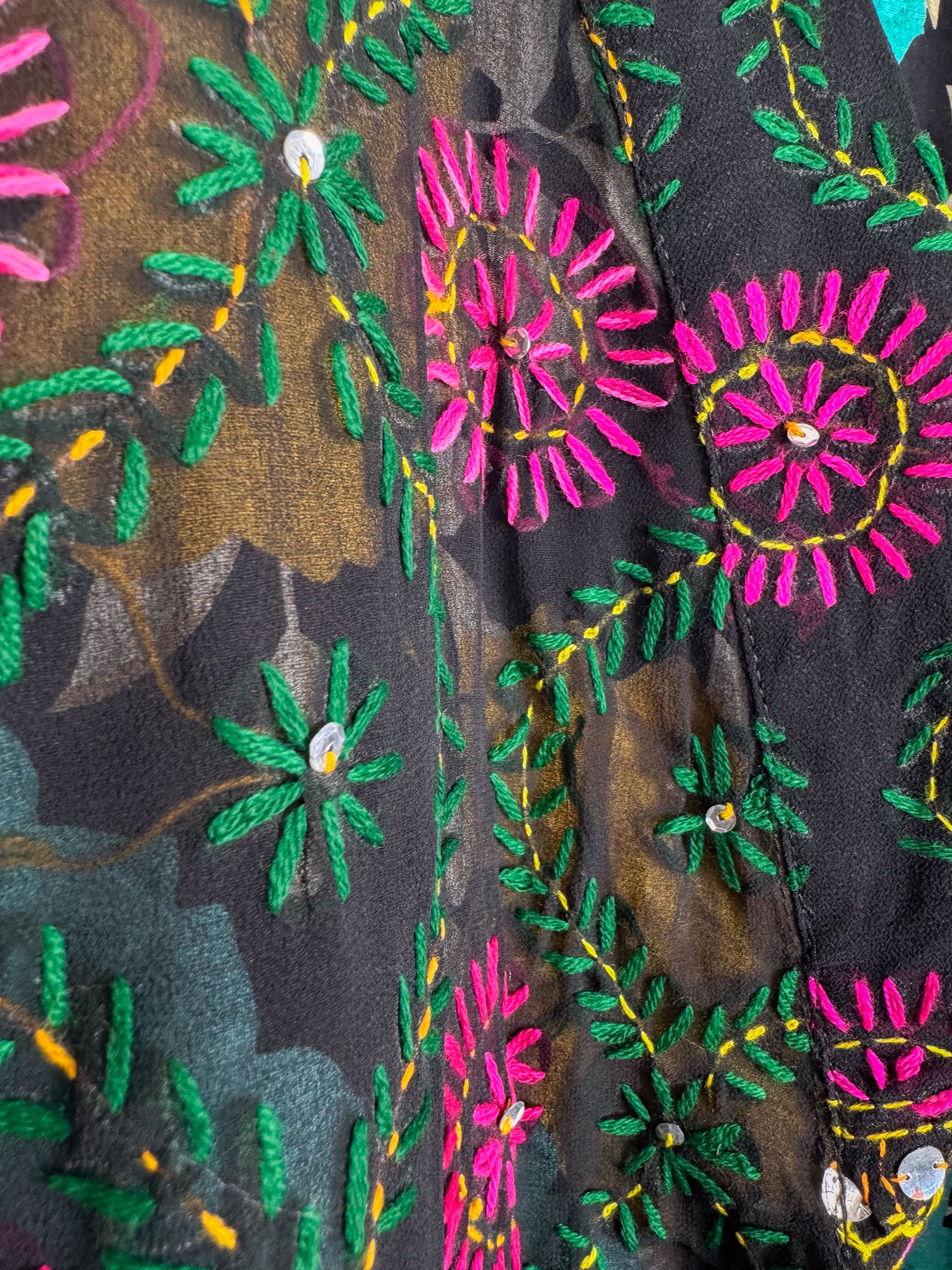 boho hand embroidery robe - Love Protect Sustain