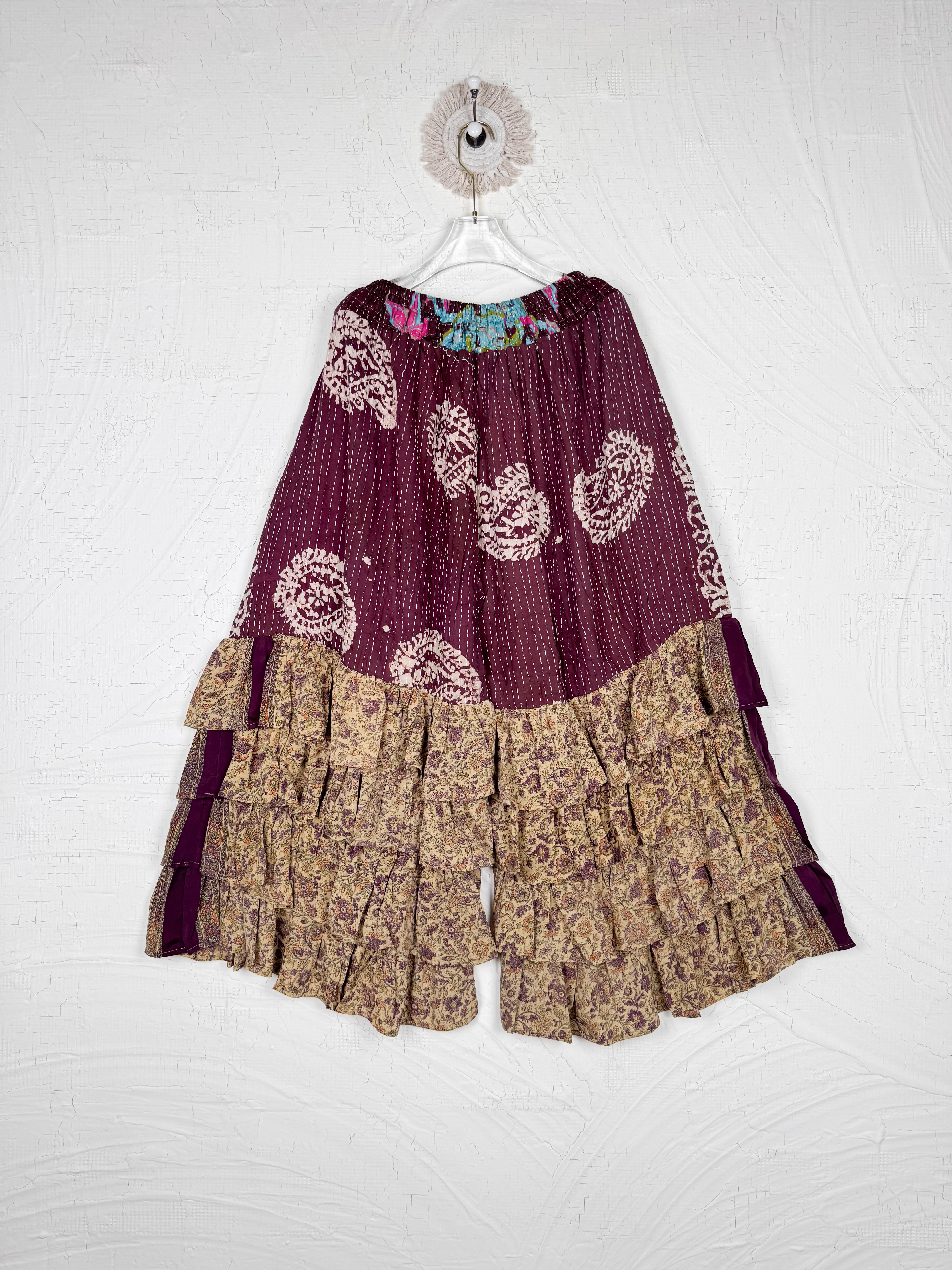 comfortable wide Kantha leg pants - Love Protect Sustain