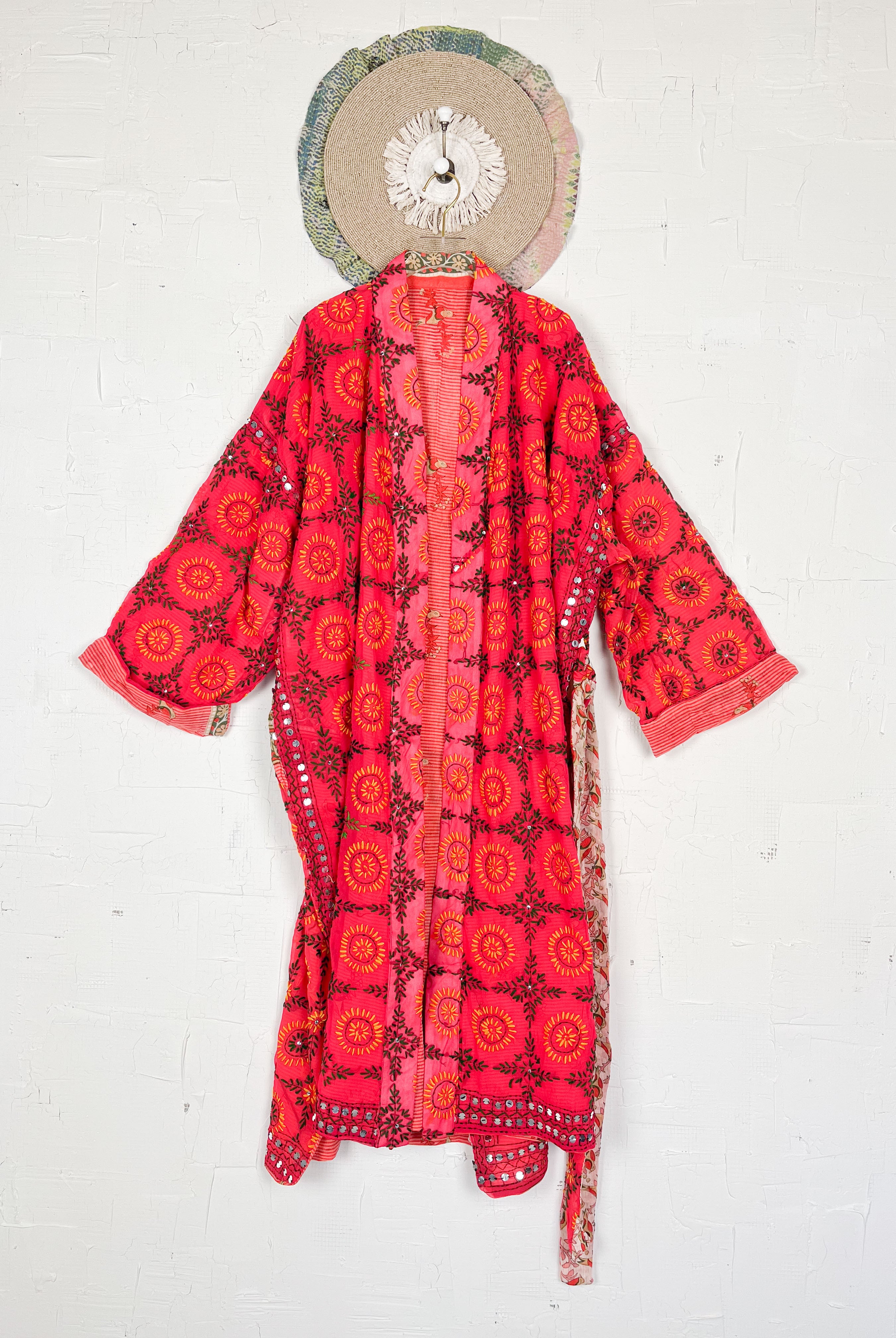 embroidered kimono robe - Love Protect Sustain