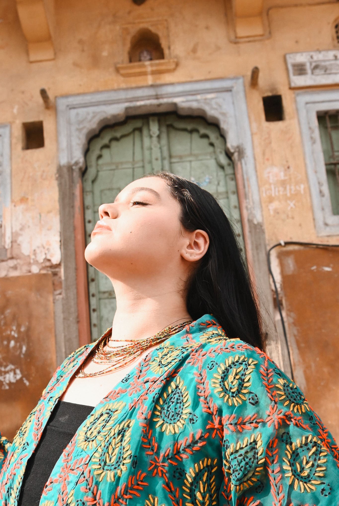 embroidery kimono robe - Love Protect Sustain