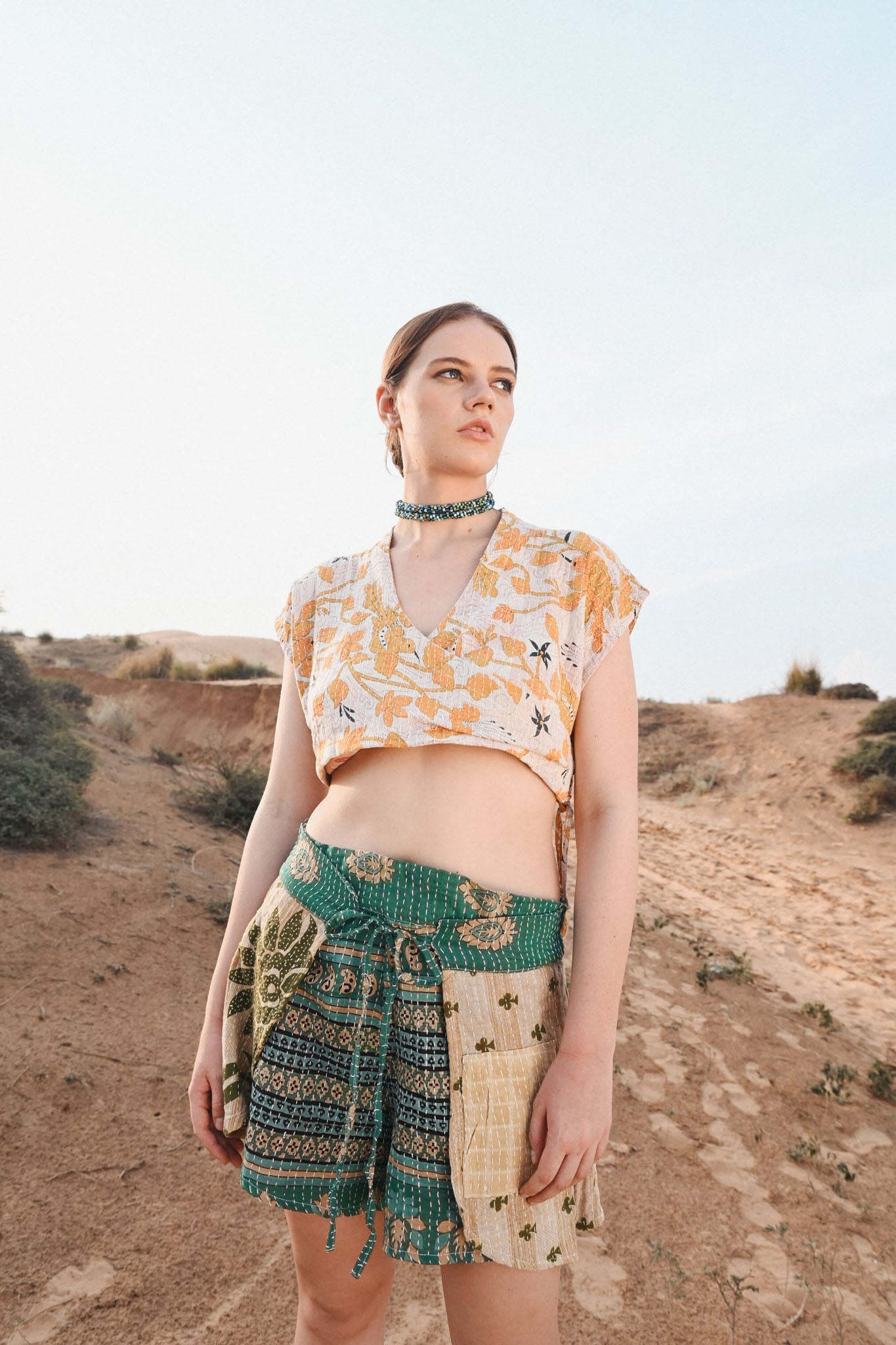 floral cropped kantha top - Love Protect Sustain