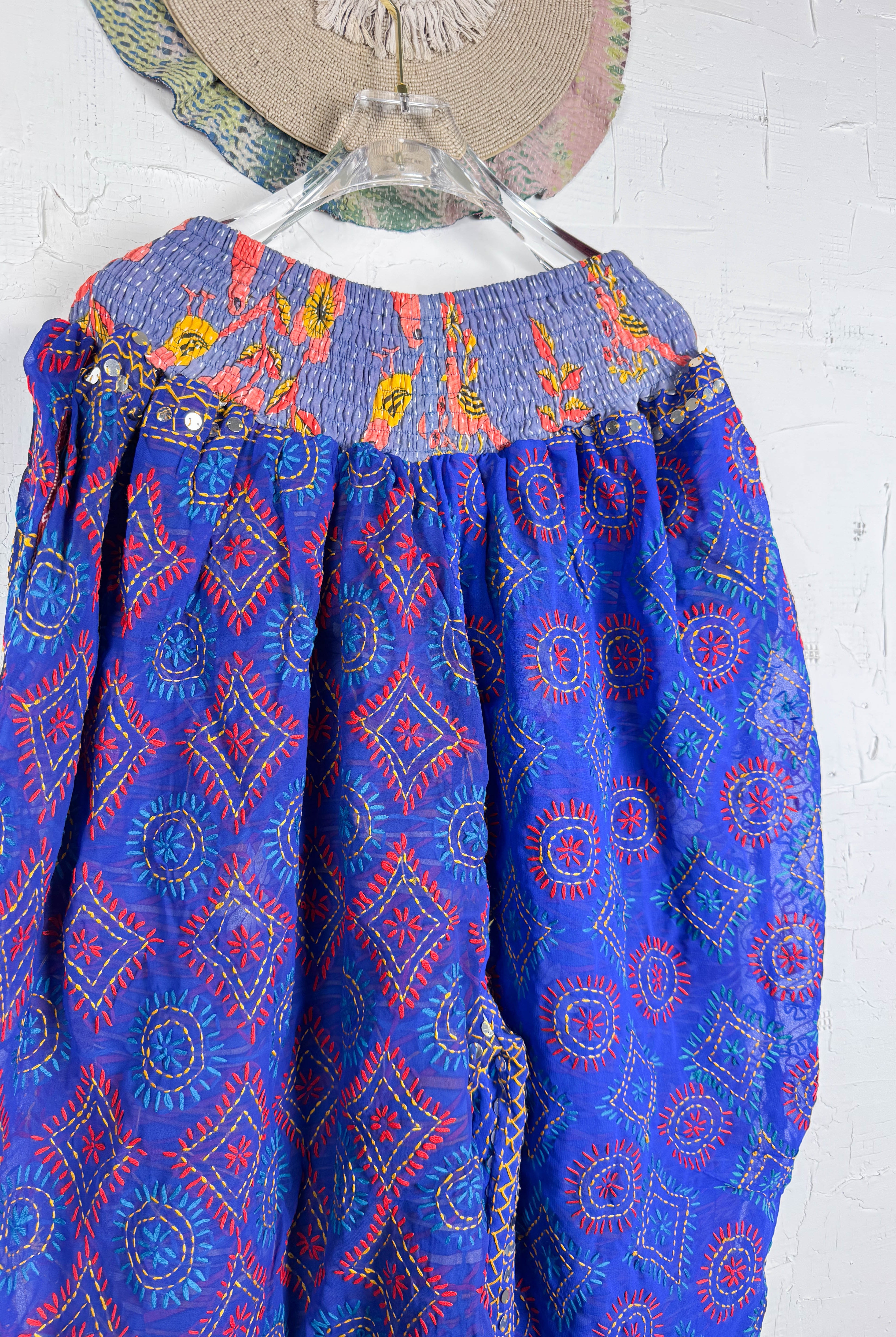 free size colorful embroidered pants - Love Protect Sustain