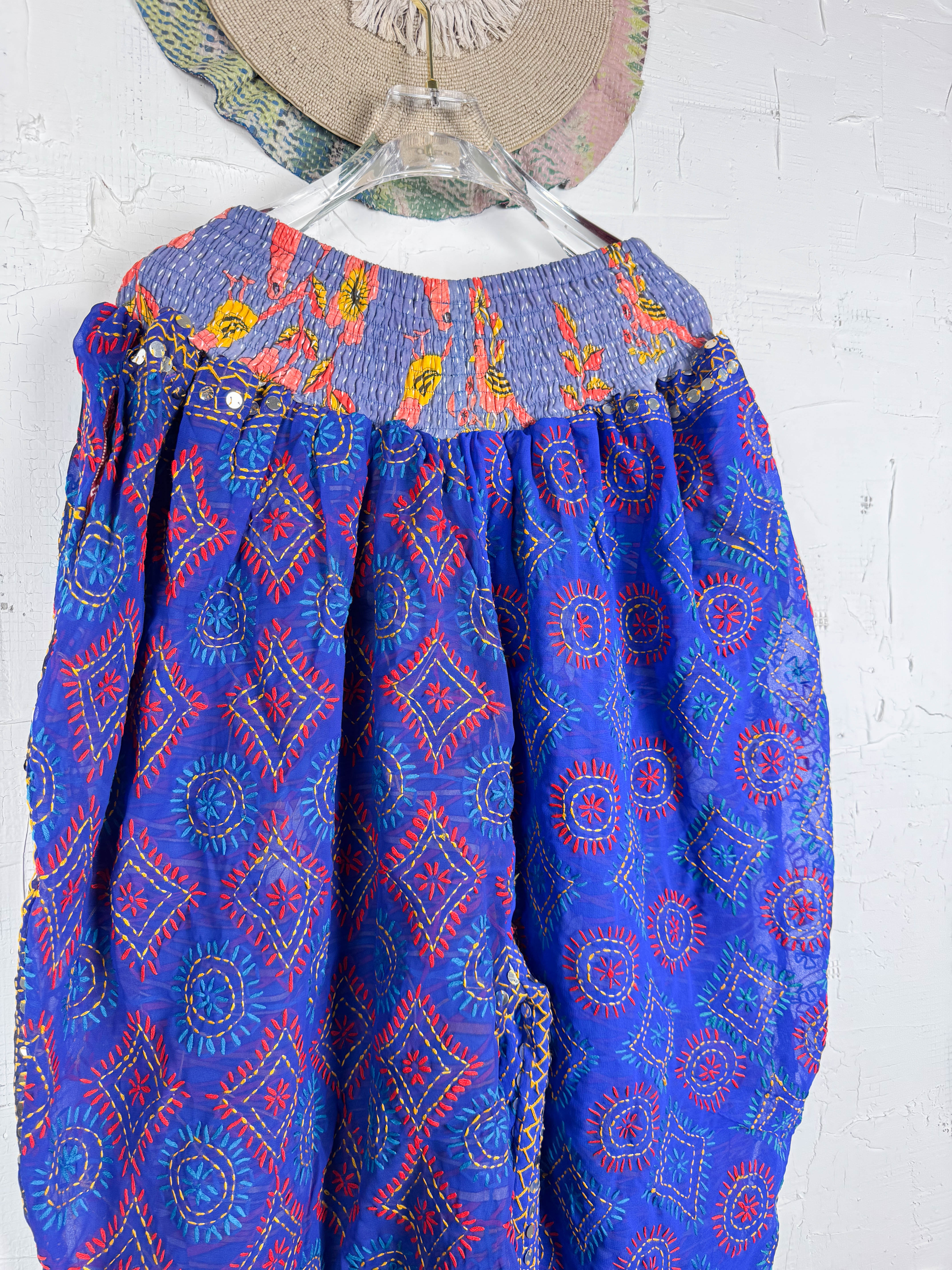 free size colorful embroidered pants - Love Protect Sustain